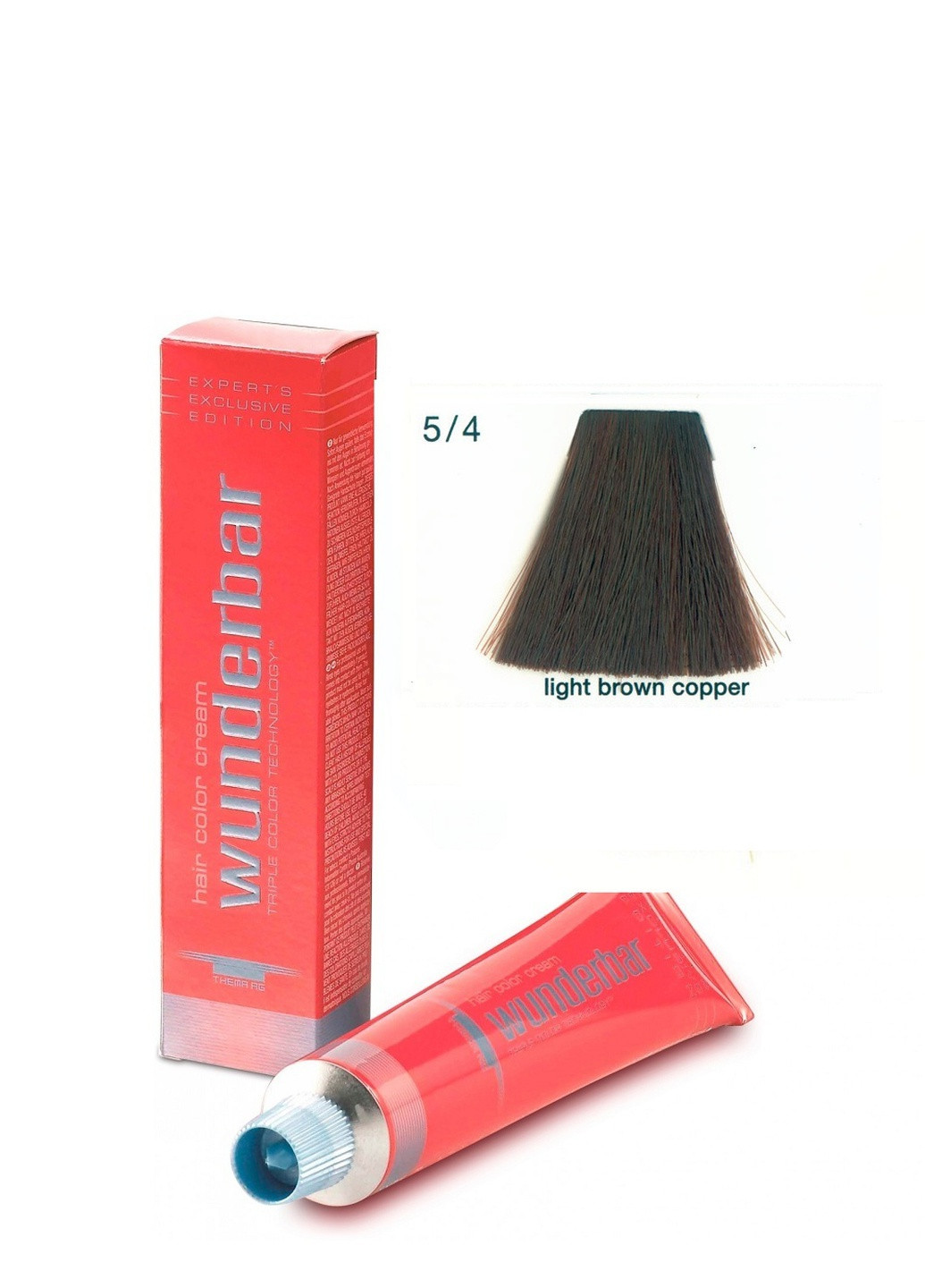 Крем-краска для волос амиачная 5.4 light brown copper 60 мл Wunderbar сolor сream (259115904)