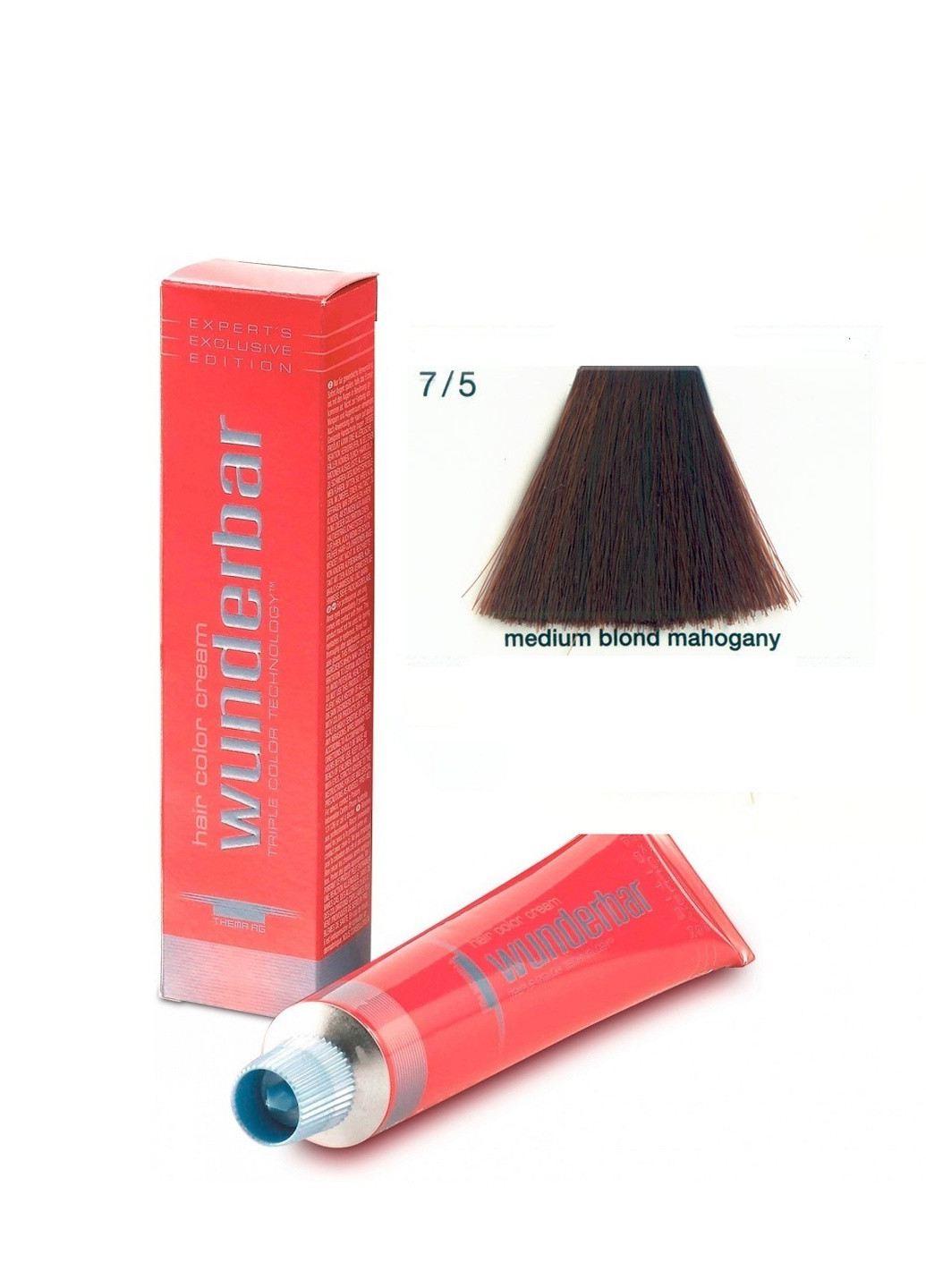 Крем-краска для волос амиачная 7.5 medium blond mahogany 60 мл Wunderbar сolor сream (259115934)