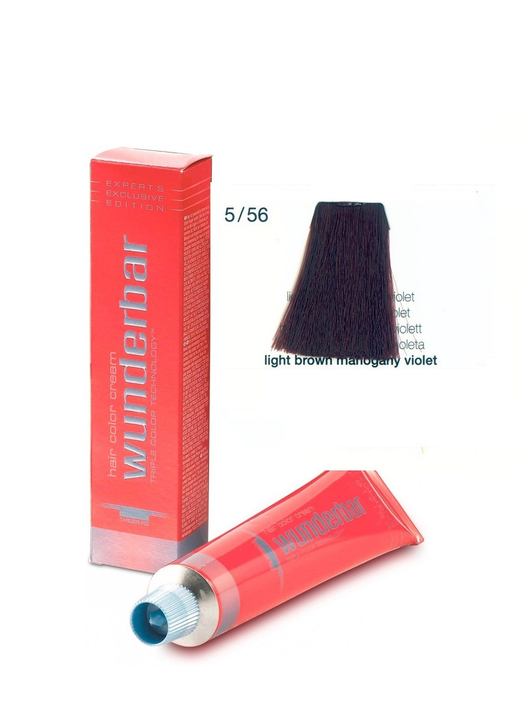 Крем-краска для волос амиачная 5.56 light brown mahogany violet 60 мл Wunderbar сolor сream (259115972)