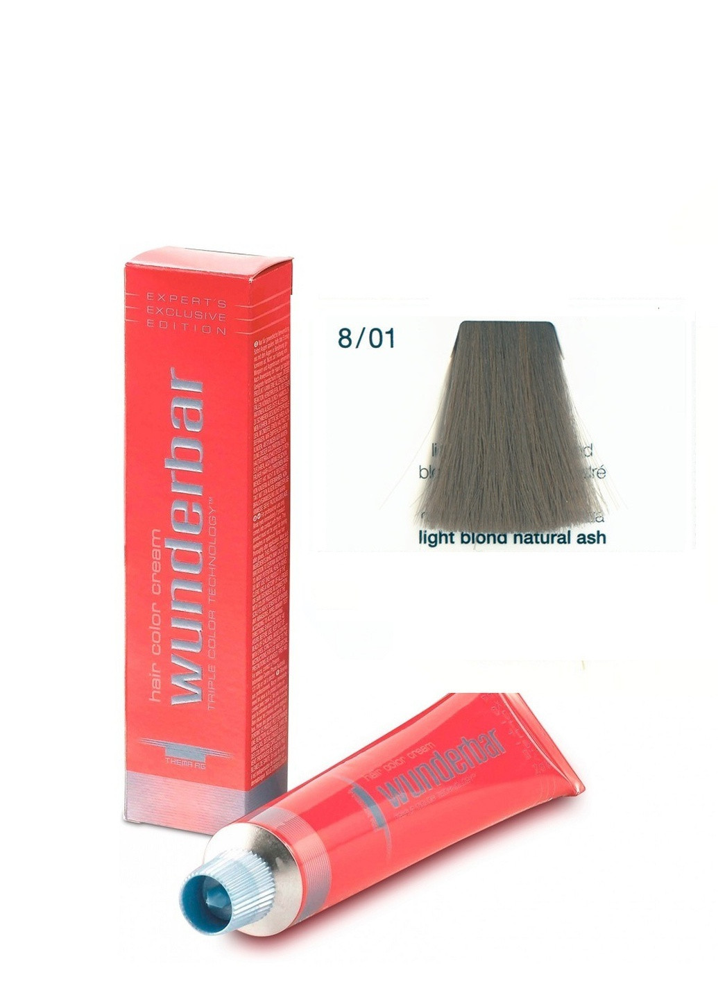Крем-краска для волос амиачная 8.01 light blond natural ash 60 мл Wunderbar сolor сream (259115957)