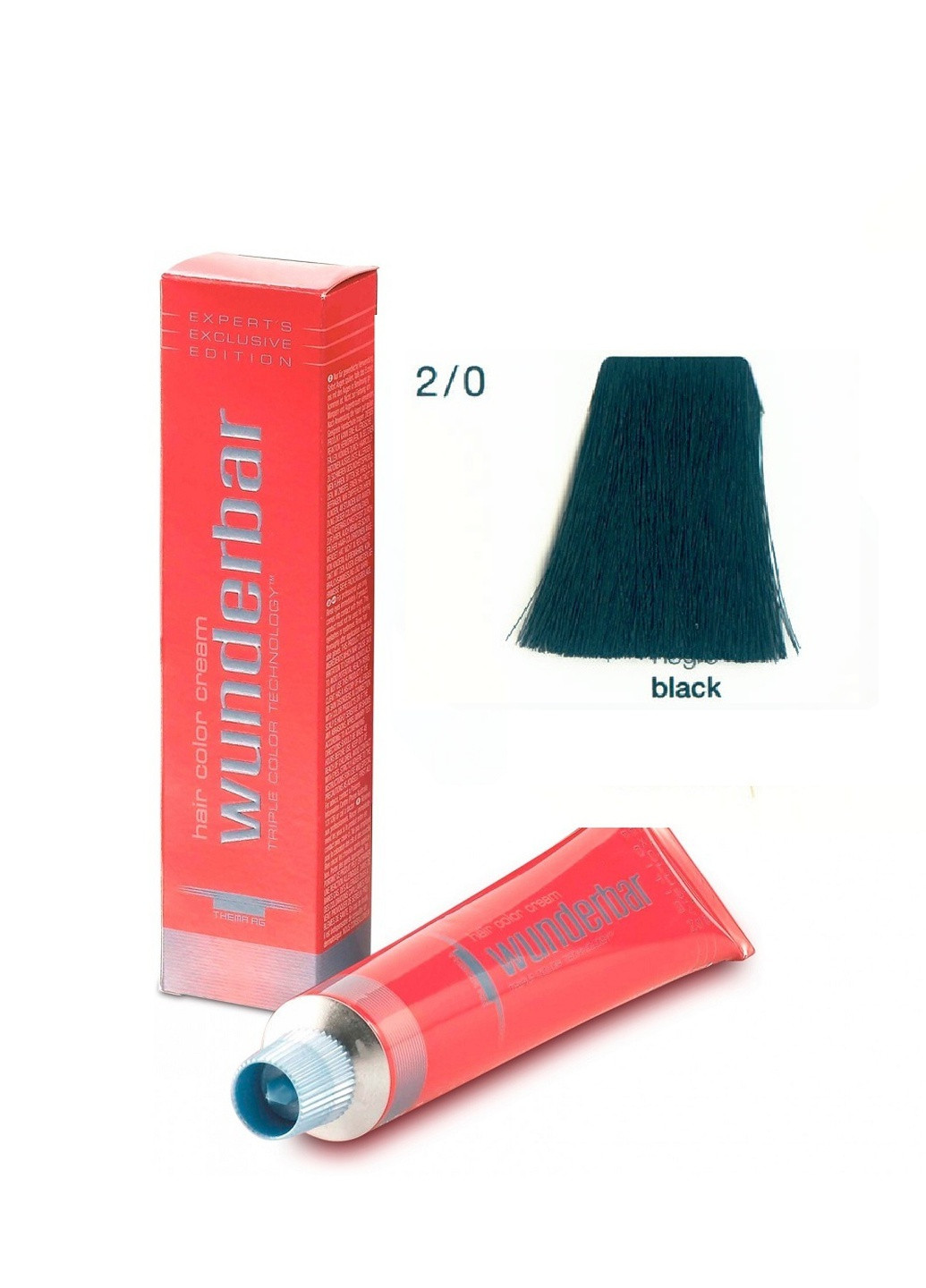 Крем-краска для волос амиачная 2.0 black 60 мл Wunderbar Сolor Сream (259115935)