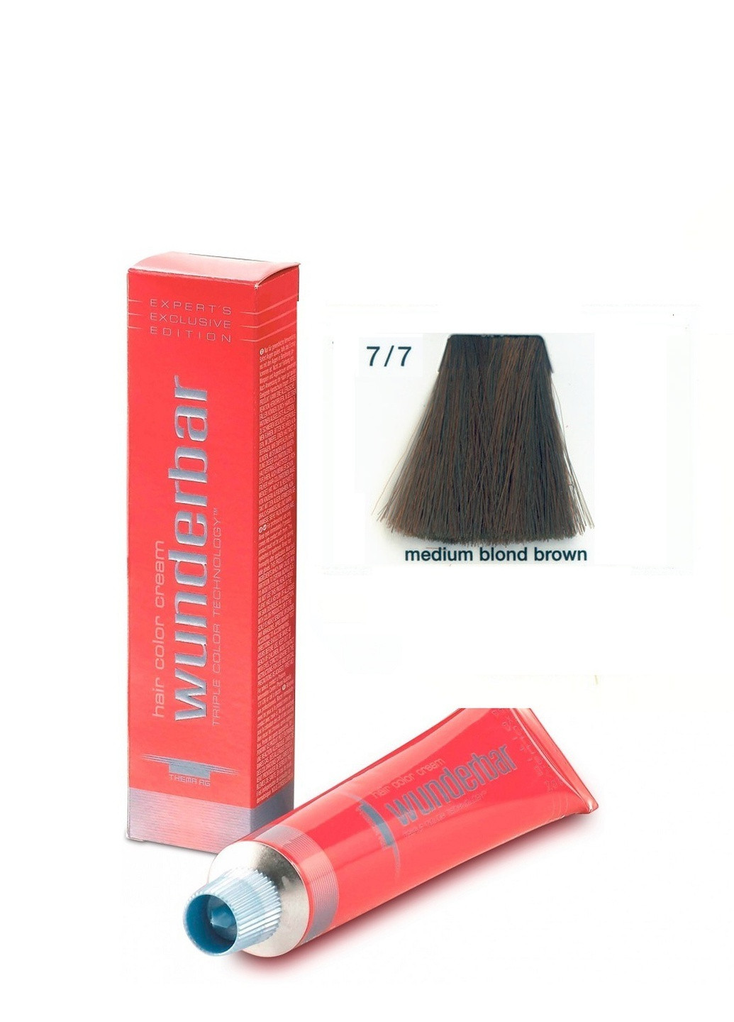Фарба для волосся аміачна 7.7 medium blond brown 60 мл Wunderbar сolor сream (259115944)