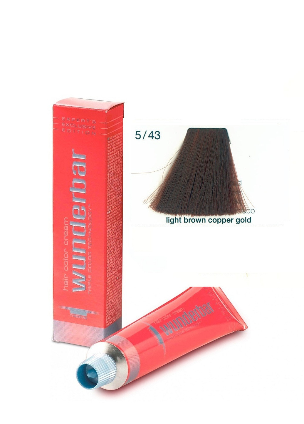Крем-краска для волос амиачная 5.43 light brown copper gold 60 мл Wunderbar сolor сream (259115951)