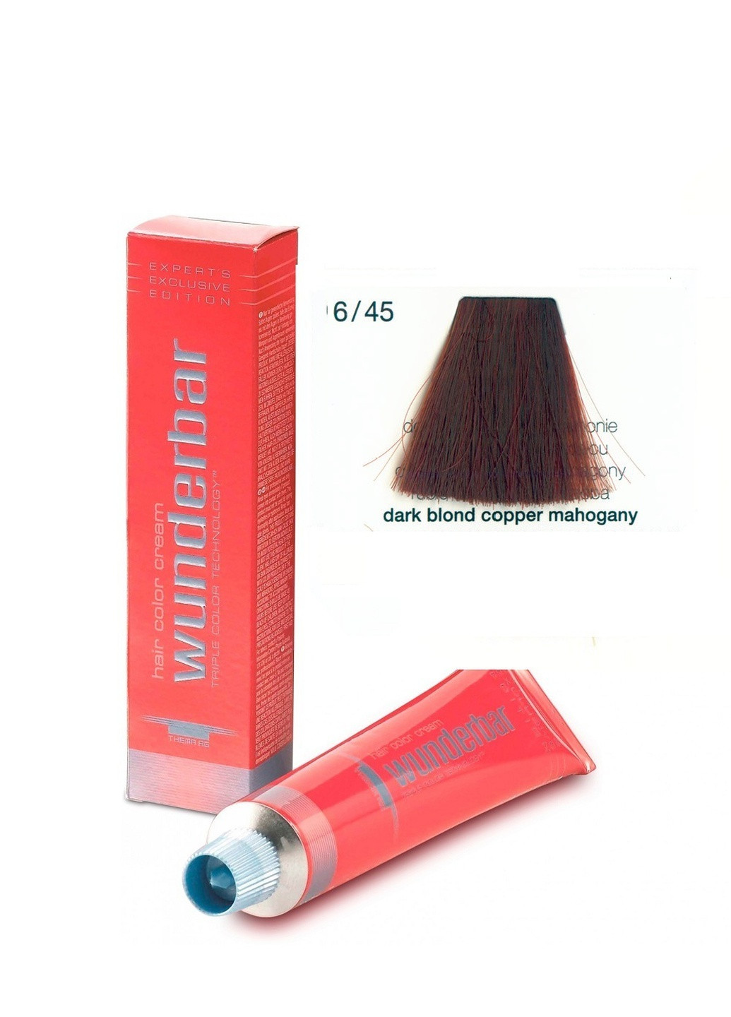 Фарба для волосся аміачна 6.45 dark blond copper mahogany 60 мл Wunderbar сolor сream (259115959)