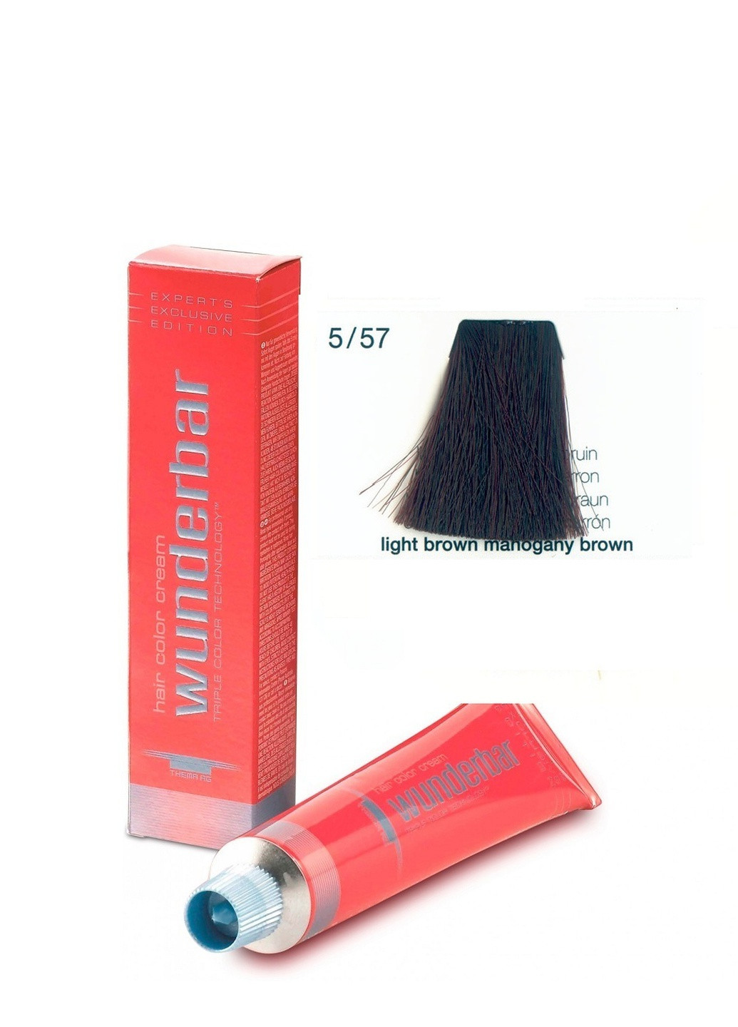 Фарба для волосся аміачна 5.57 light brown mahogany brown 60 мл Wunderbar сolor сream (259115961)