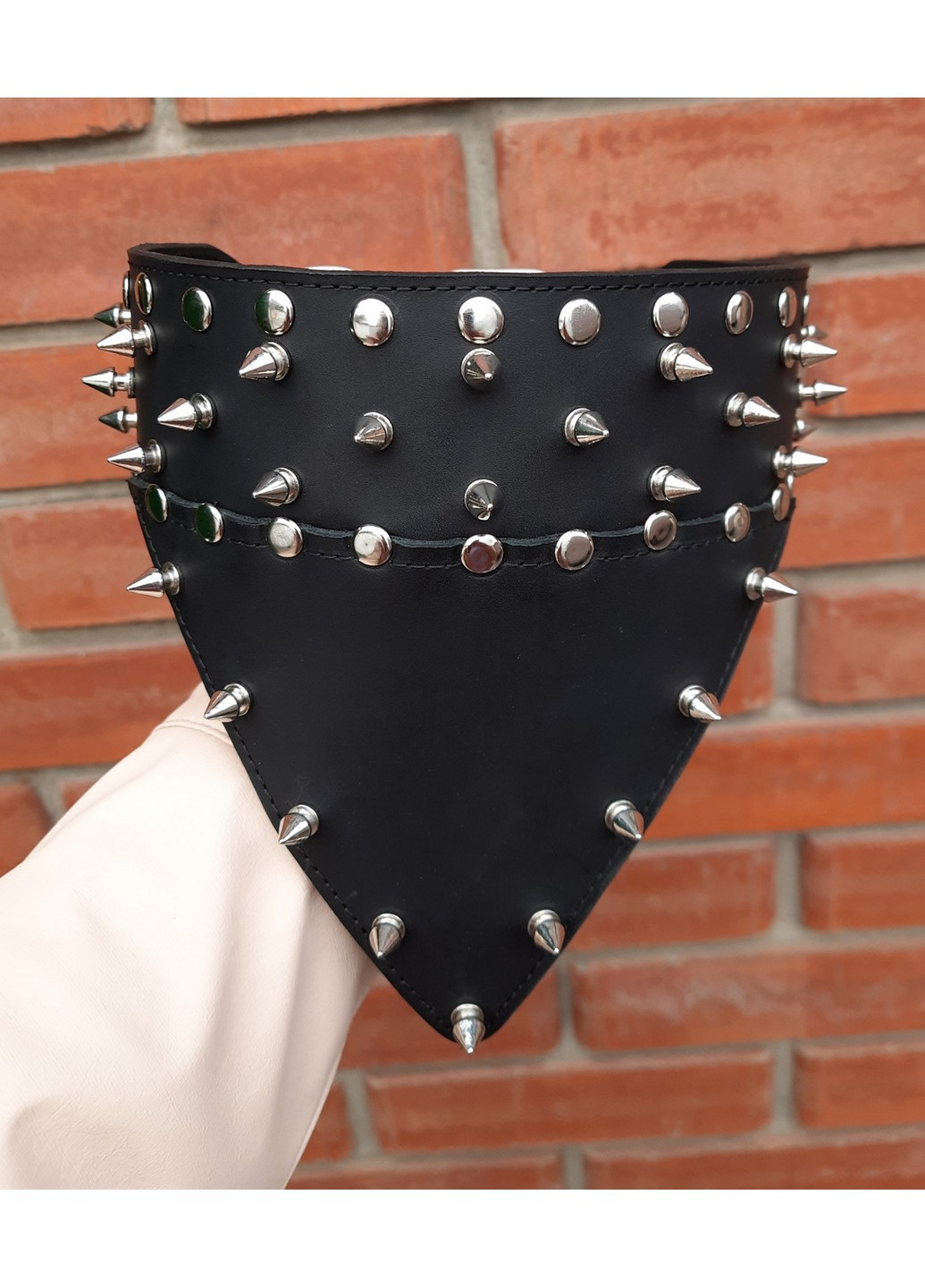 Кожаный ошейник-бандана с шипами XL(56-70 см) Lockdog (259093072)