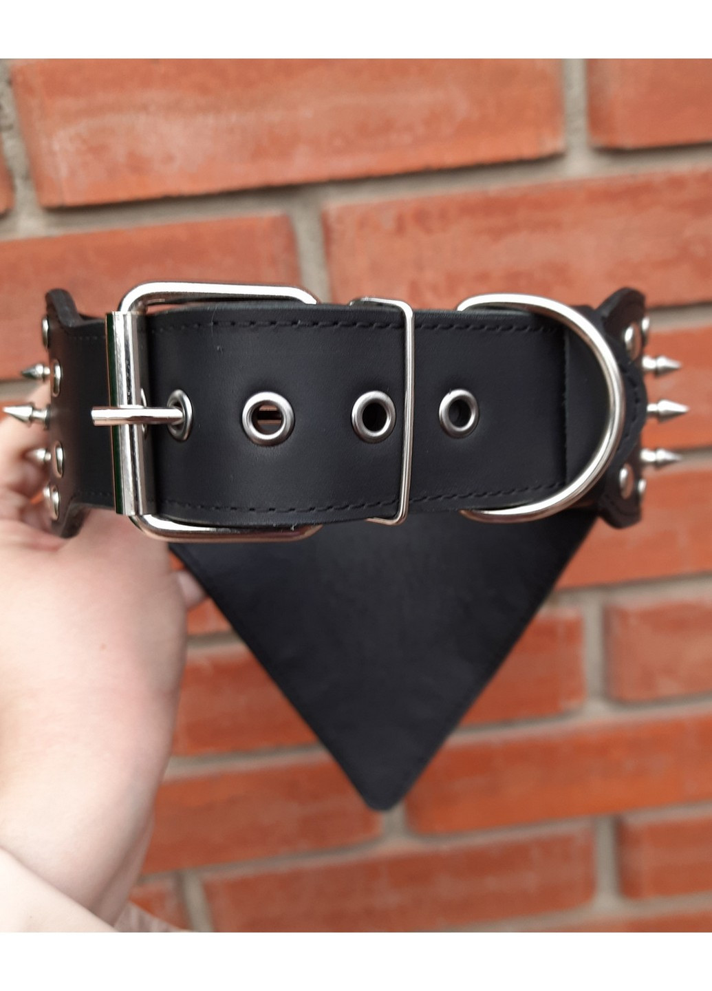 Кожаный ошейник-бандана с шипами XL(56-70 см) Lockdog (259093072)