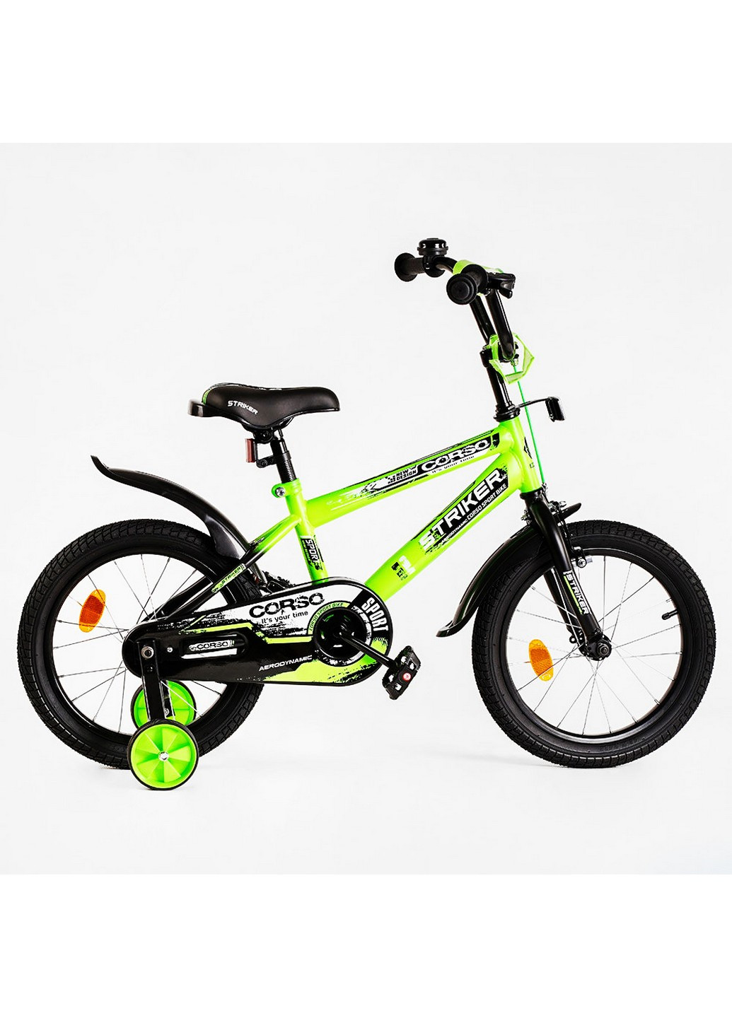 Детский велосипед 16", "Striker" с багажником и доп колесами 16 дюймов Corso (259092211)