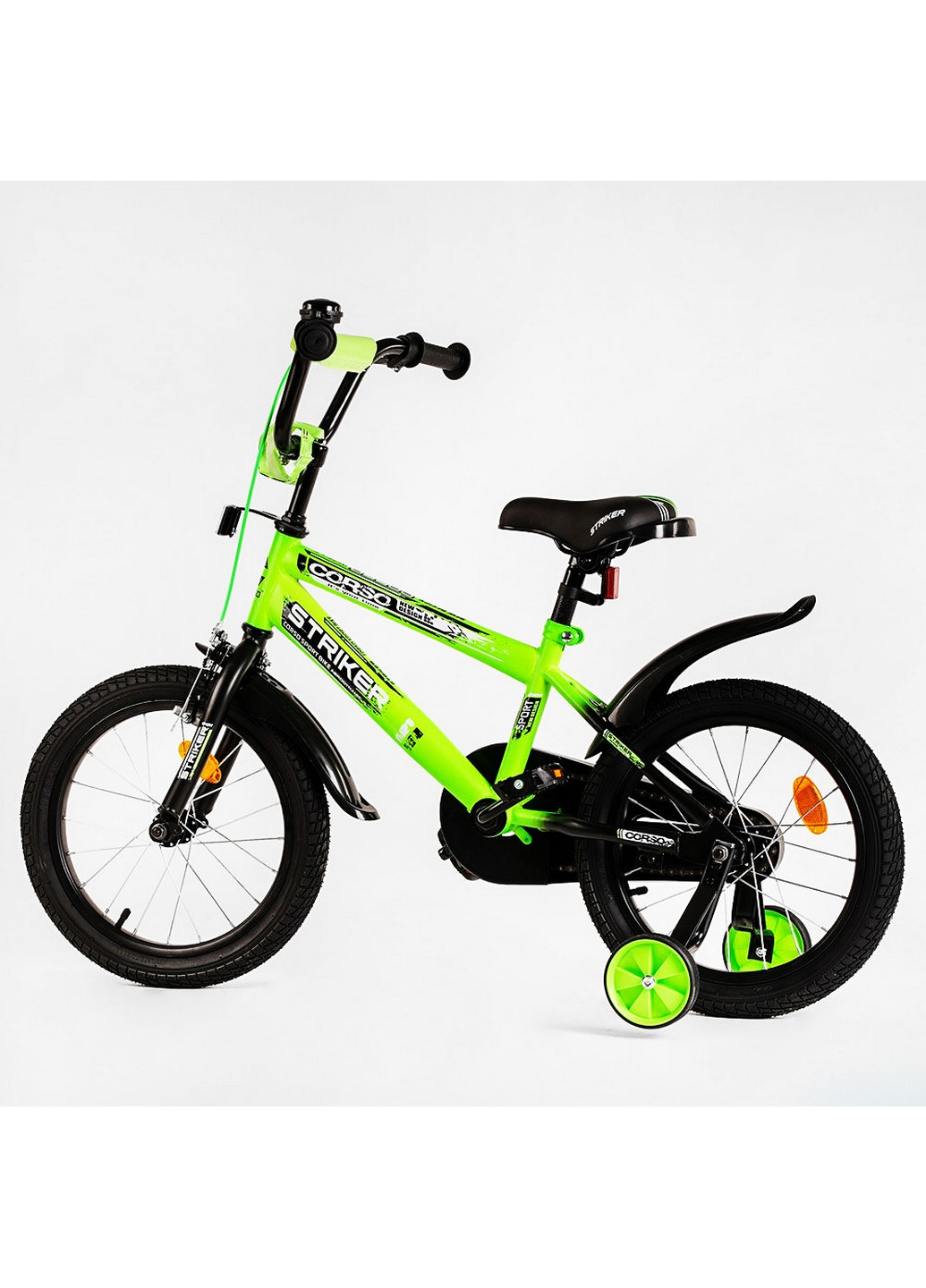 Детский велосипед 16", "Striker" с багажником и доп колесами 16 дюймов Corso (259092211)