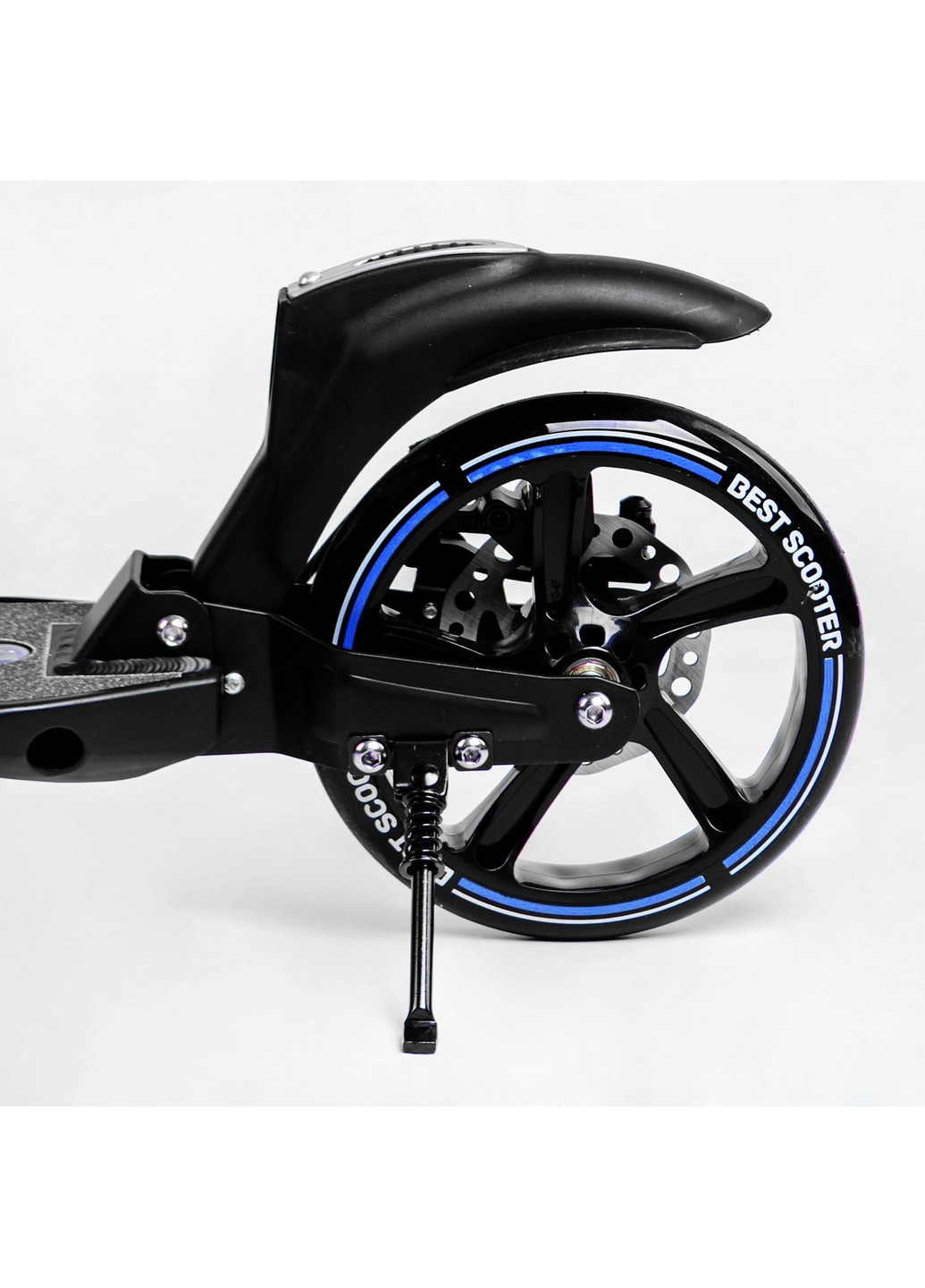 Двухколесный складной самокат, фонарик, 2 амортизатора, дисковый тормоз 49х14х93-103 см Best Scooter (259092872)