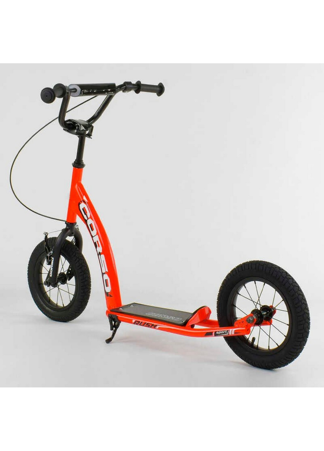Самокат дитячий надувні колеса 12", ручне переднє гальмо 103х15,5х49 см Corso (259092220)