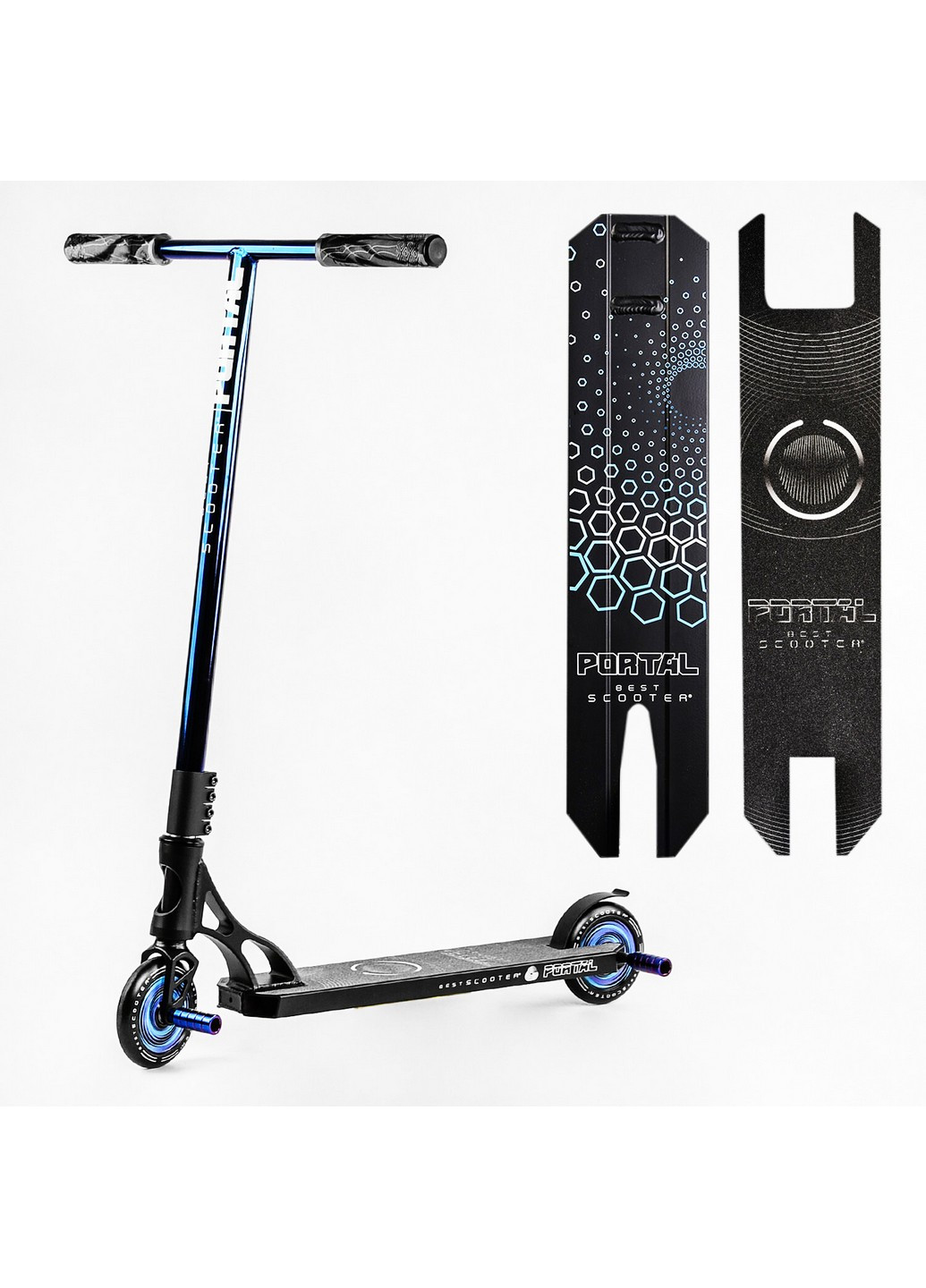 Самокат трюковий "Portal" HIC-система, пеги, алюмінієвий диск та дека, колеса PU 58х89 см Best Scooter (259091913)