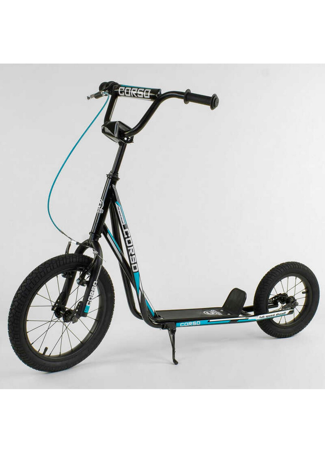 Самокат детский надувные колеса переднее 16", заднее 12", ручной передний тормоз 104х15,5х52 см Corso (259092178)