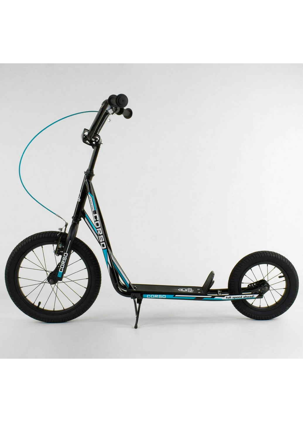Самокат детский надувные колеса переднее 16", заднее 12", ручной передний тормоз 104х15,5х52 см Corso (259092178)