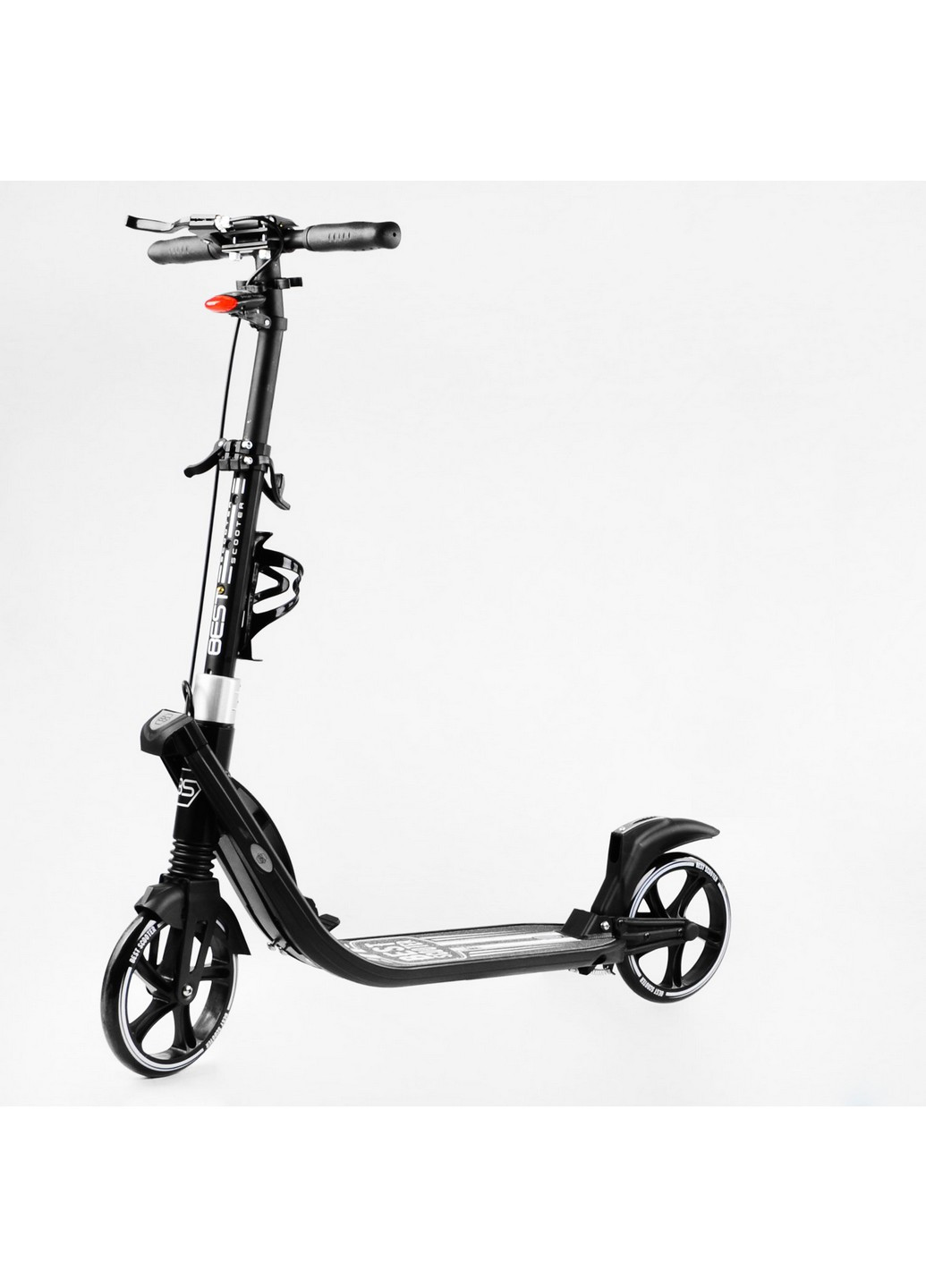 Двухколесный складной самокат, фонарик, 2 амортизатора 64х16х93-103 см Best Scooter (259092921)