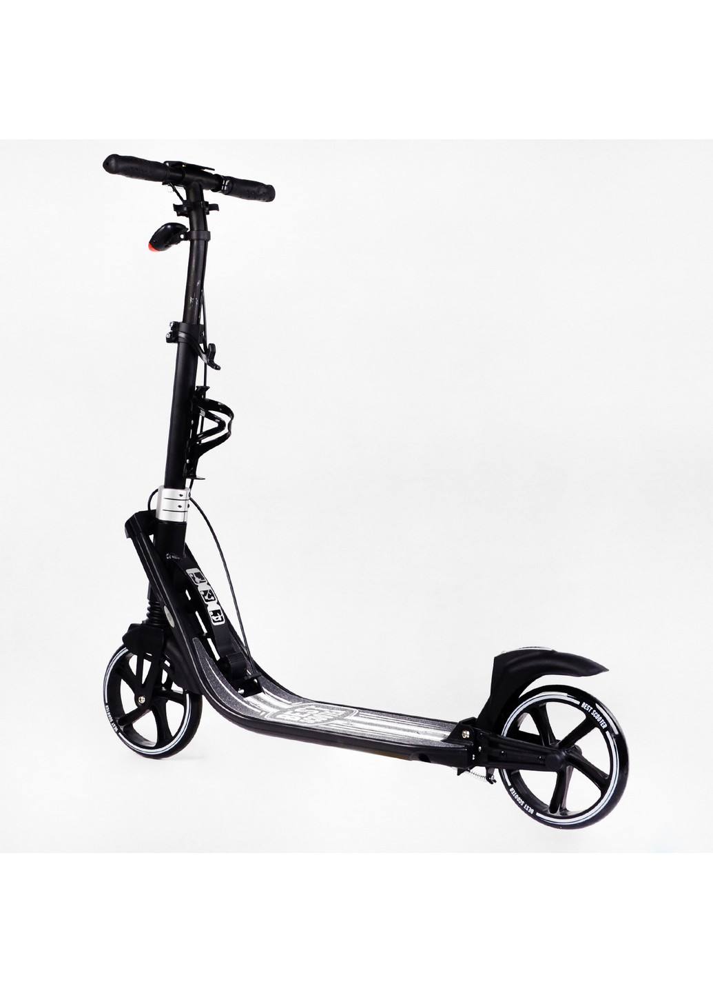 Двухколесный складной самокат, фонарик, 2 амортизатора 64х16х93-103 см Best Scooter (259092921)