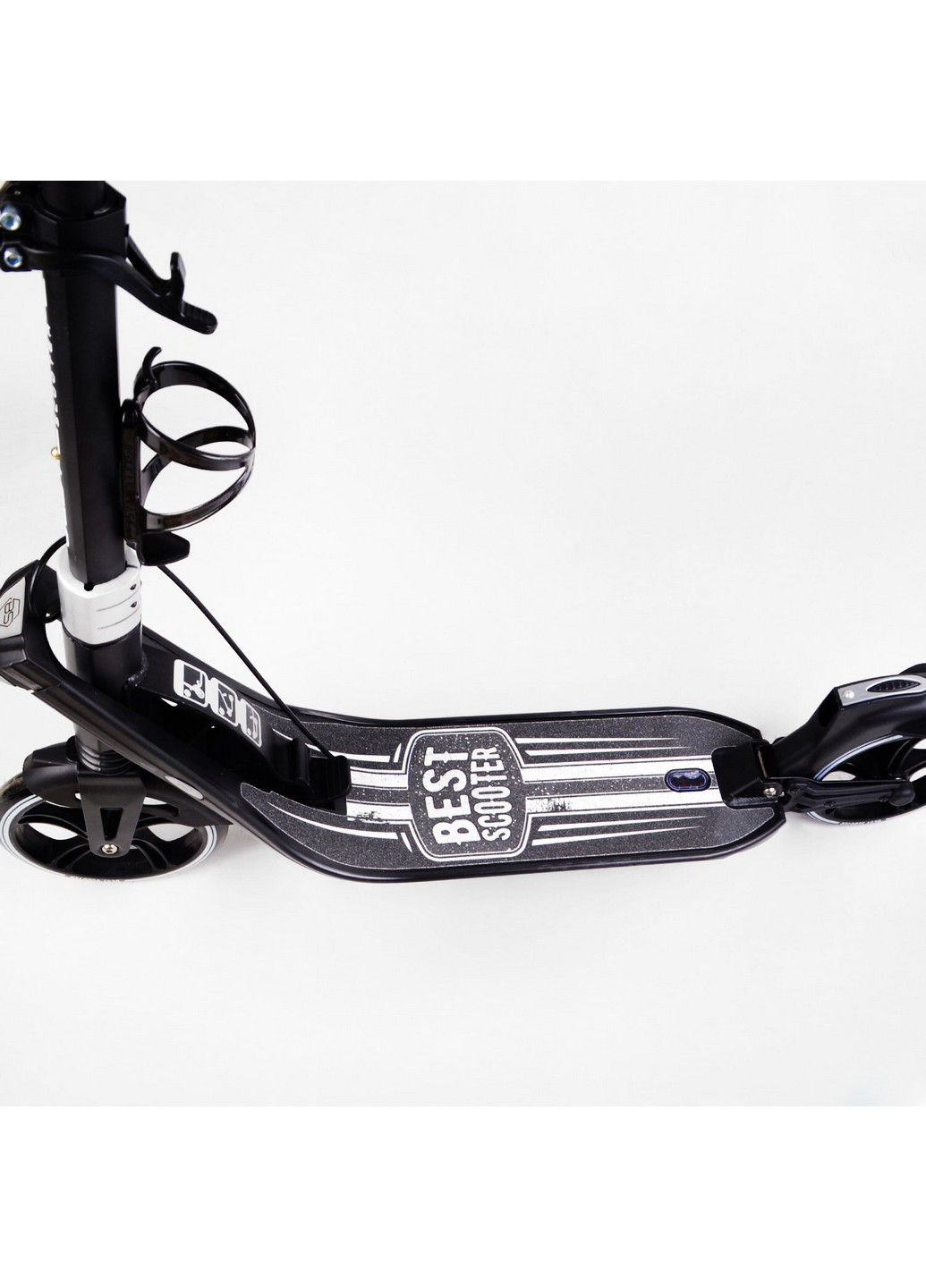 Двухколесный складной самокат, фонарик, 2 амортизатора 64х16х93-103 см Best Scooter (259092921)