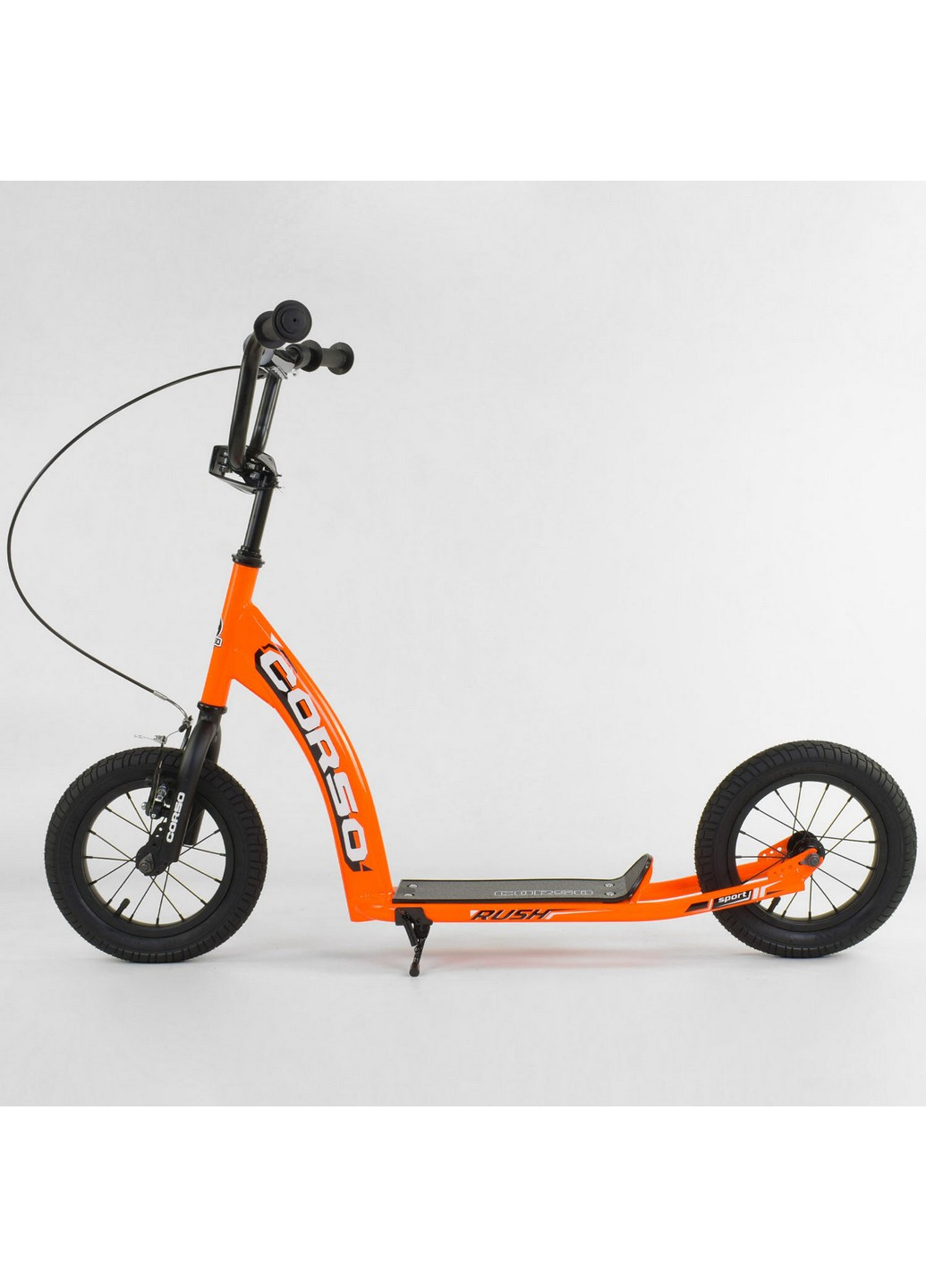 Самокат детский надувные колеса 12", ручной передний тормоз 40х15х83-95 см Corso (259092216)