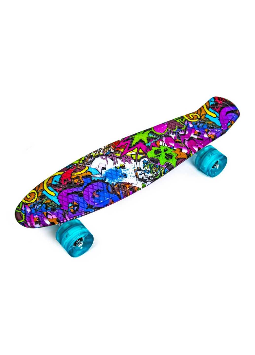 Скейт "Graffiti Violet" зі PU колесами, що світяться 55х12 см Penny Board (259093038)