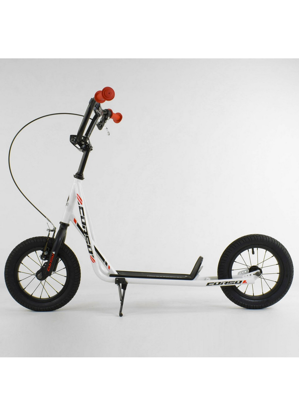 Самокат дитячий надувні колеса 12", ручне переднє гальмо 40х15х83-95 см Corso (259093817)