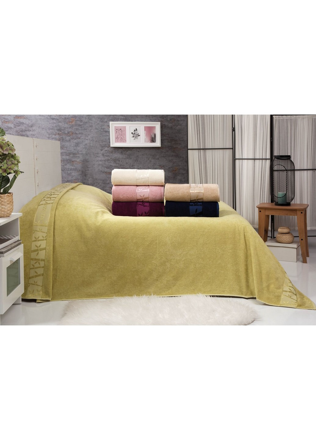Махрове бамбукове покривало-простирадло 200х220 см No Brand (259092343)