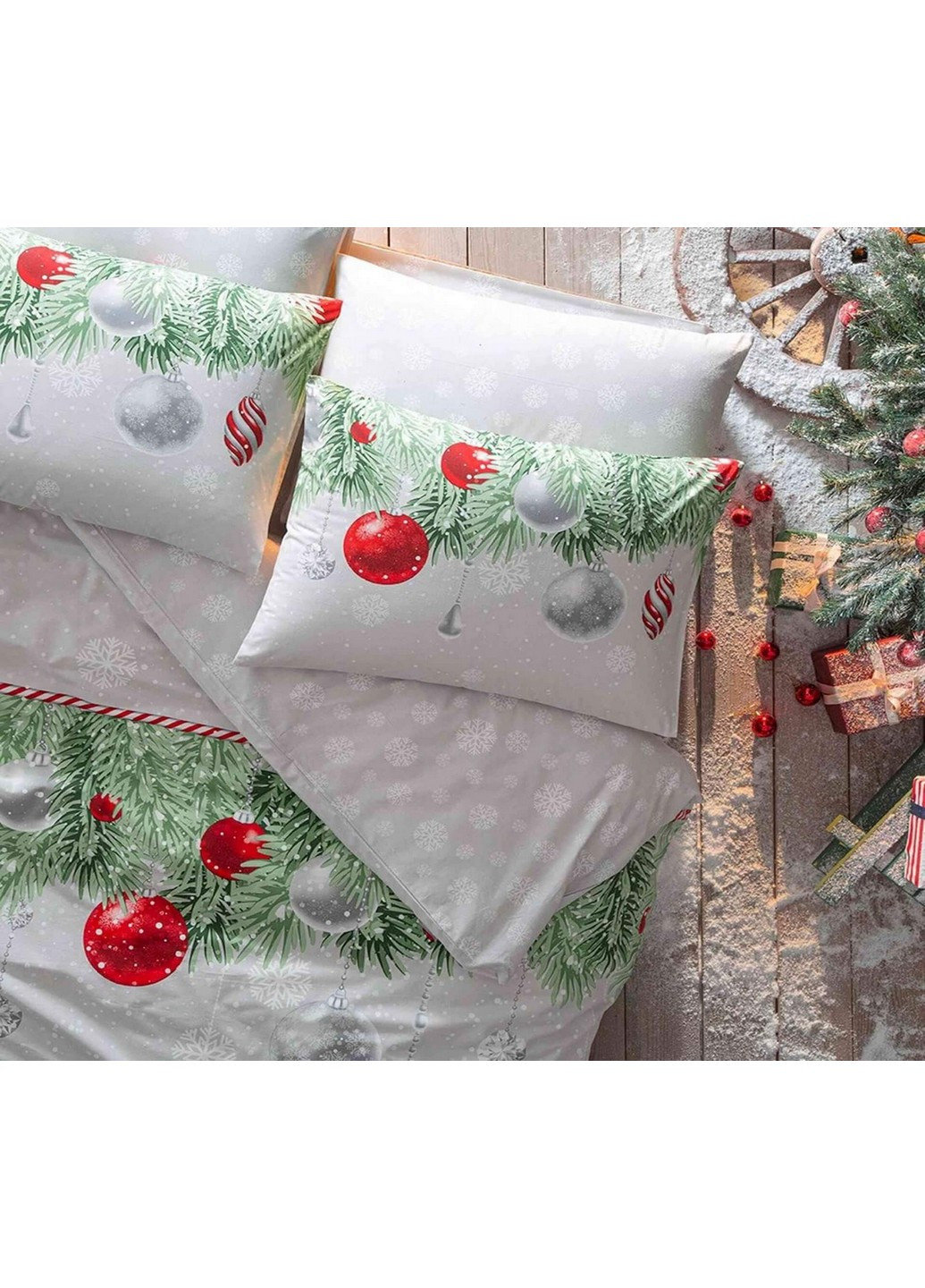 Комплект постільної білизни Snowflake Green+світиться у темряві Євро Tac (259090752)