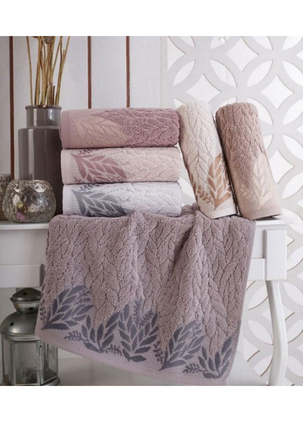 Набор жаккардовых хлопчатобумажных полотенец для ванной Melenema(6 штук) 50х90 см Sikel комбинированный