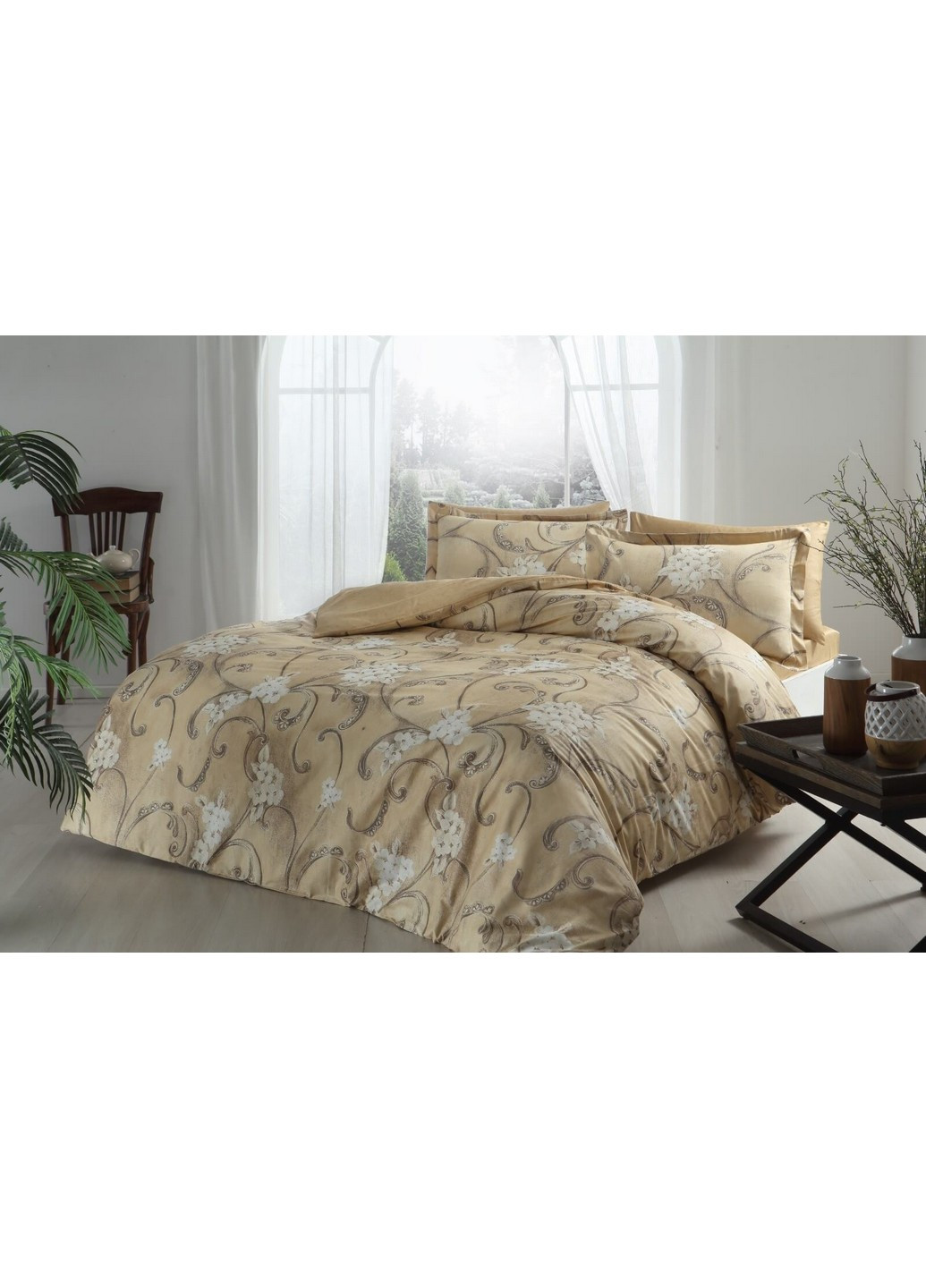 Комплект постельного белья Senja Beige Евро Tac (259090511)