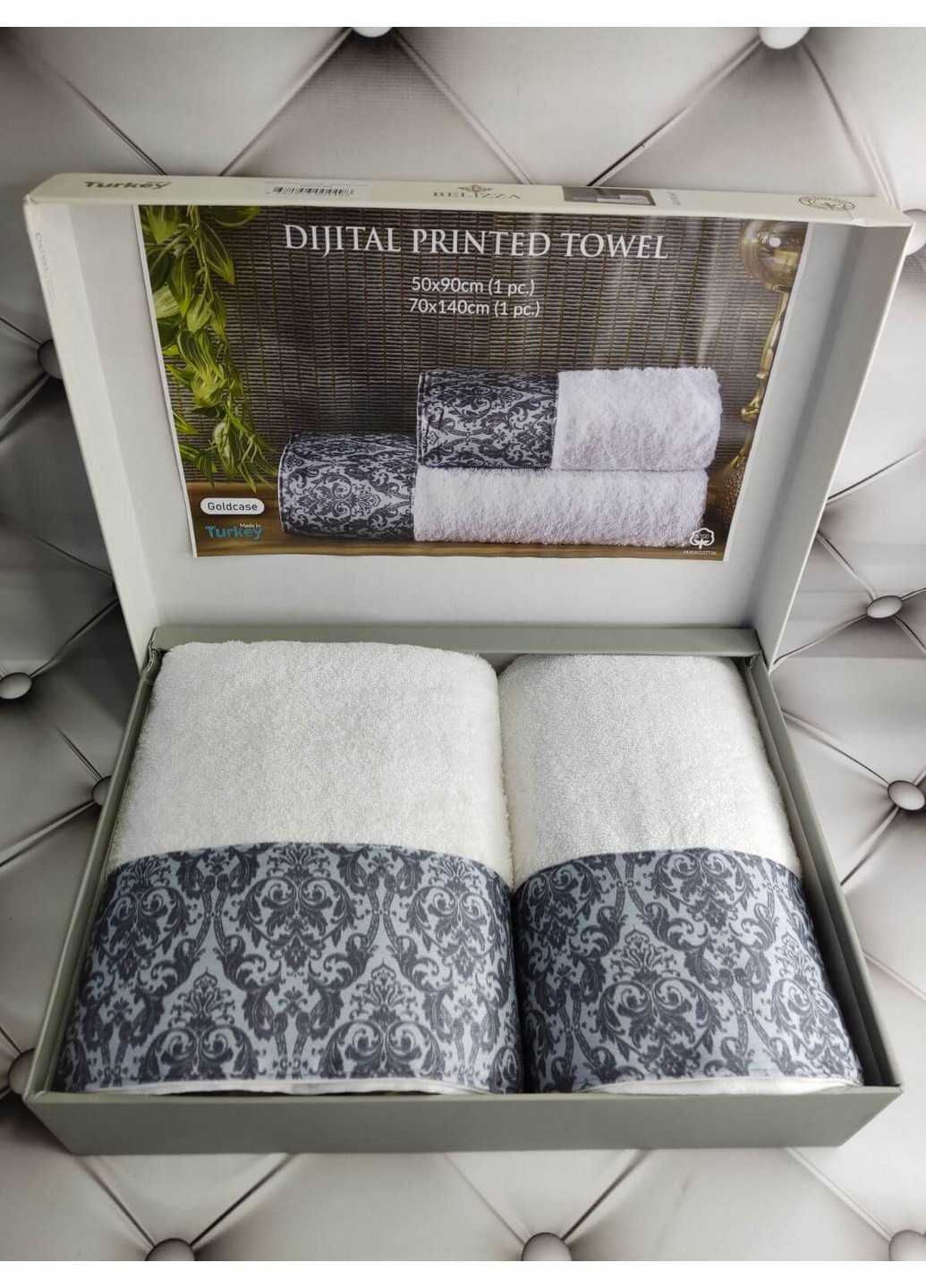 No Brand подарочный набор полотенец для ванной. 50х90 см + 70х140 см белый производство - Турция