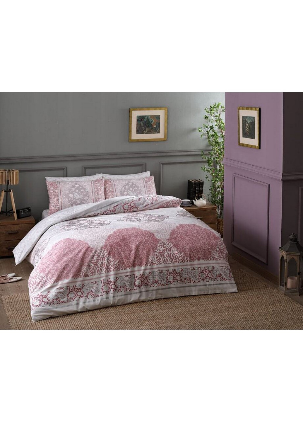 Комплект постельного белья Aryan Pink Семейный Tac (259093620)