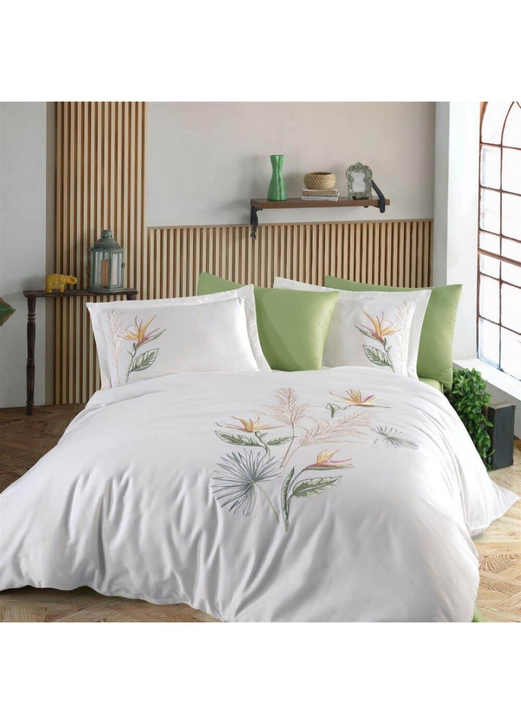 Комплект постільної білизни Starlice Cream із вишивкою Євро Dantela Vita (259093690)