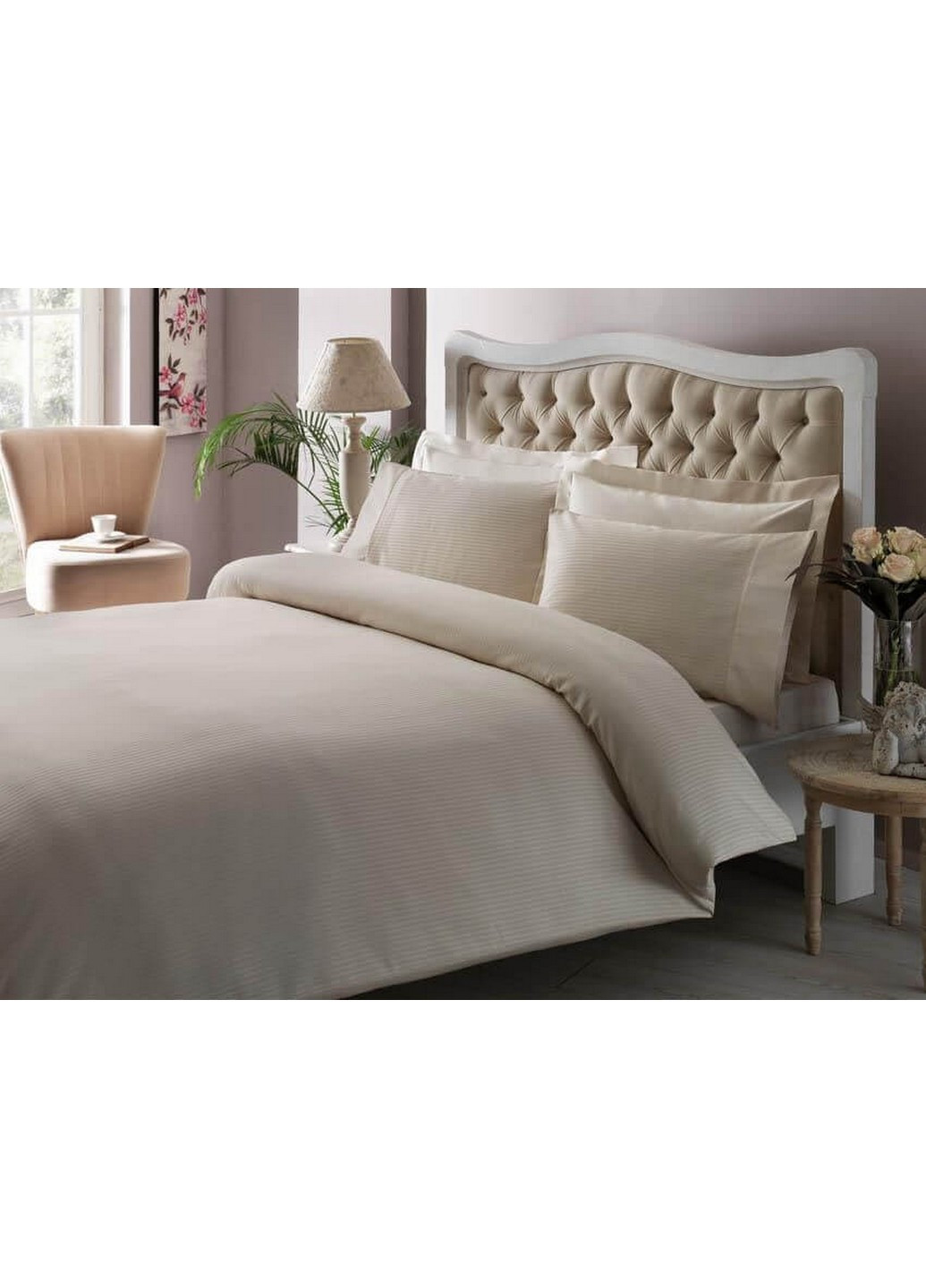 Комплект постельного белья Premium Basic Cream King Size Tac (259092730)