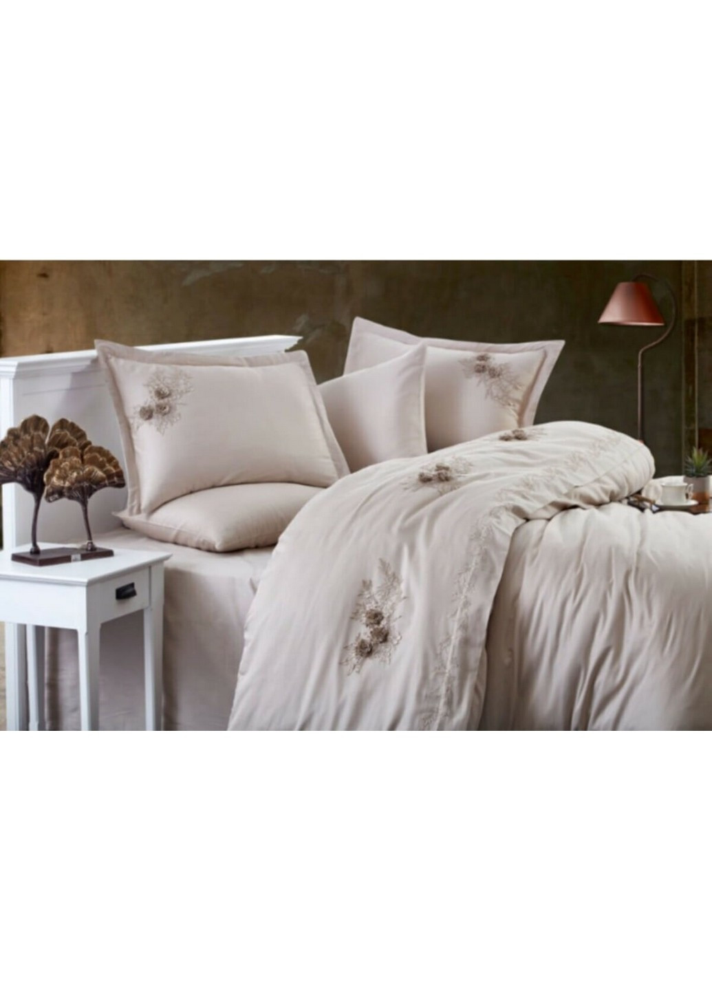 Комплект постельного белья Safir Beige с кружевом. Евро Dantela Vita (259091812)