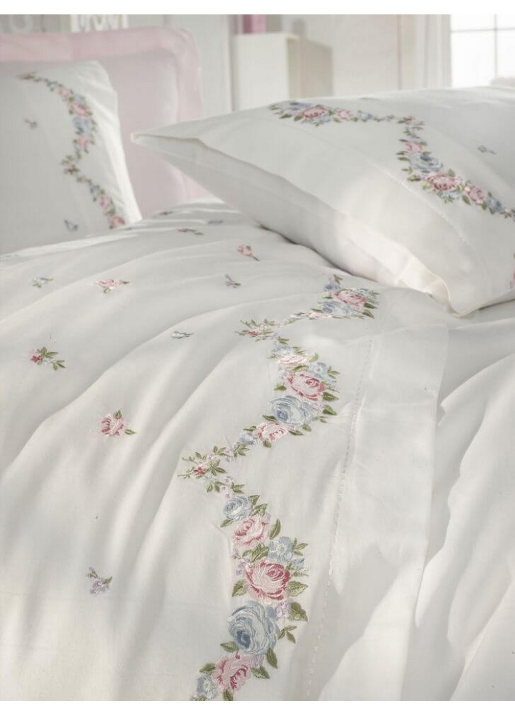 Комплект постельного белья Lara Cream с вышивкой Евро Dantela Vita (259092843)