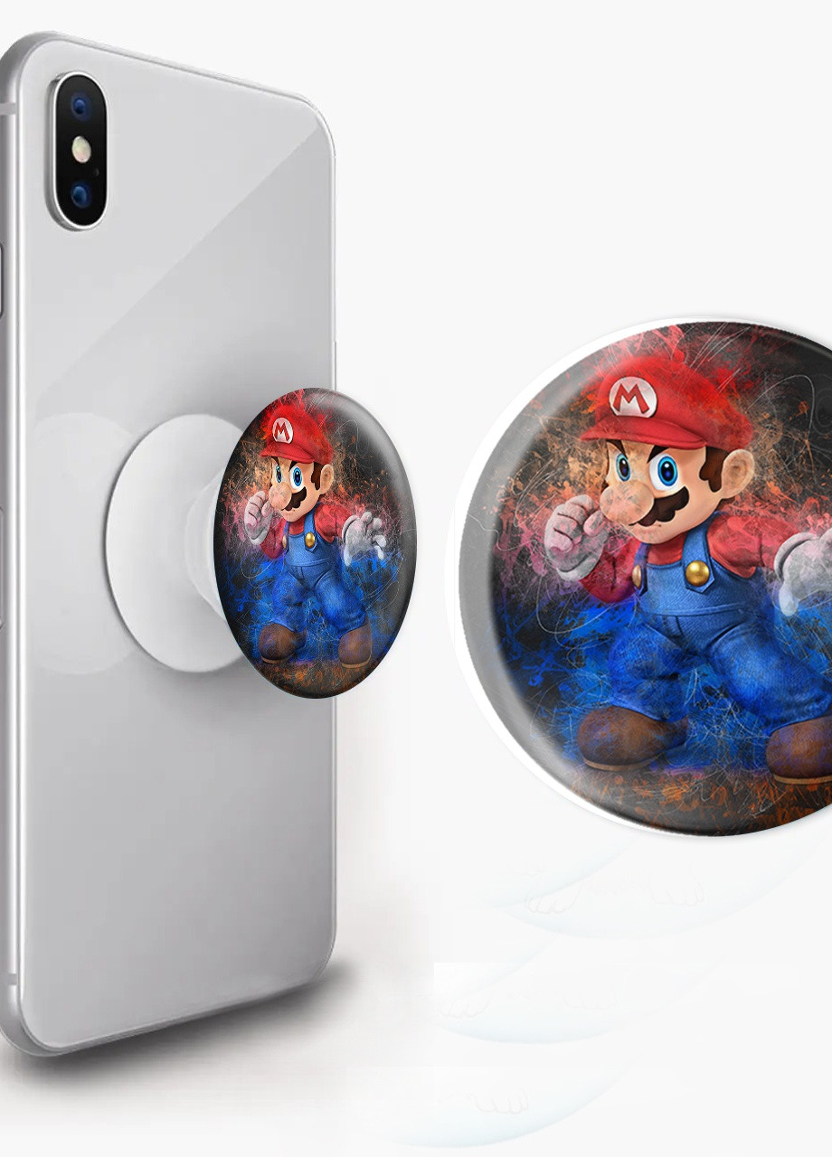 Попсокет (Popsockets) держатель для смартфона Супер Марио (8754-4011-WT) Белый MobiPrint (259113563)