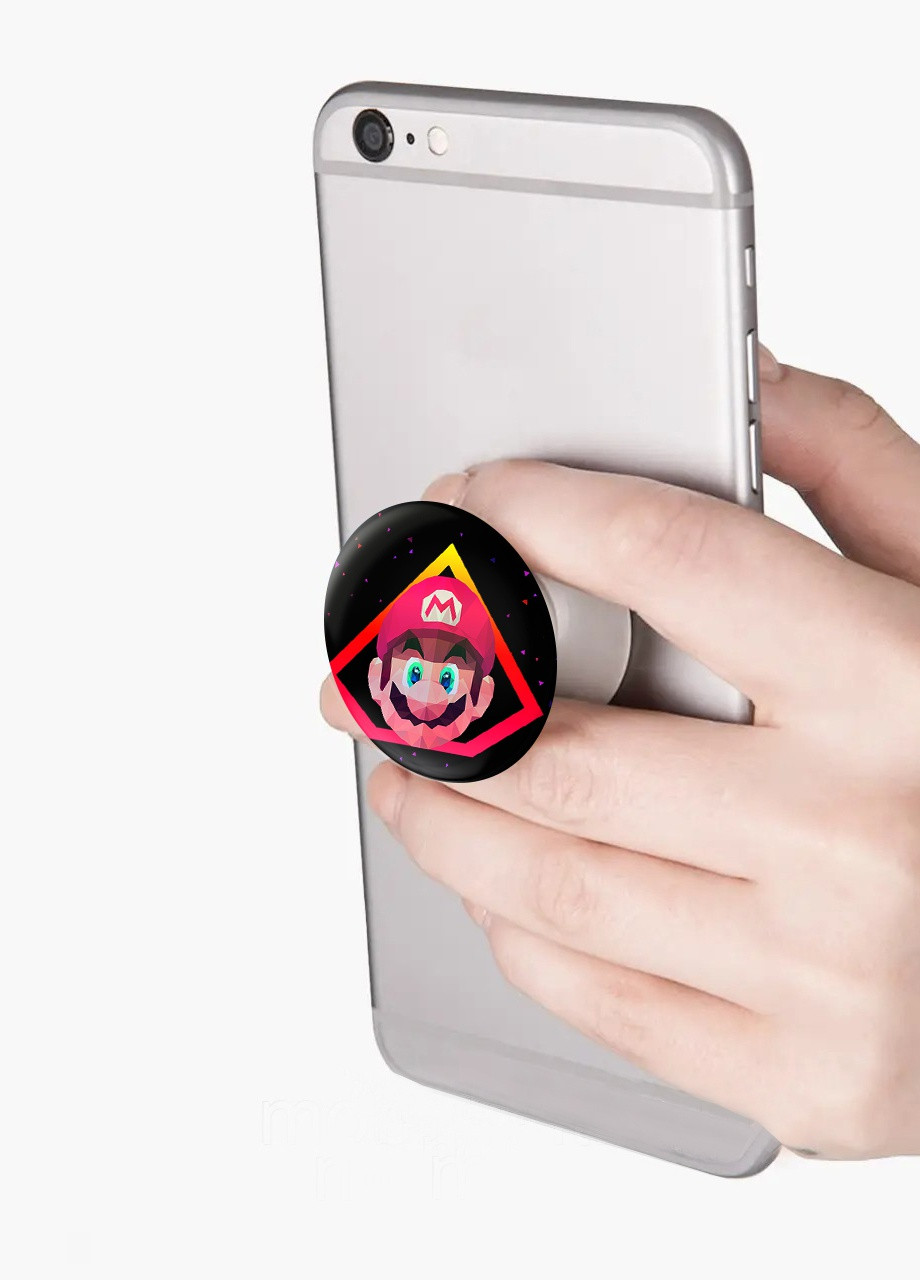 Попсокет (Popsockets) тримач для смартфону Маріо портрет (8754-4009-BK) Чорний MobiPrint (259113666)