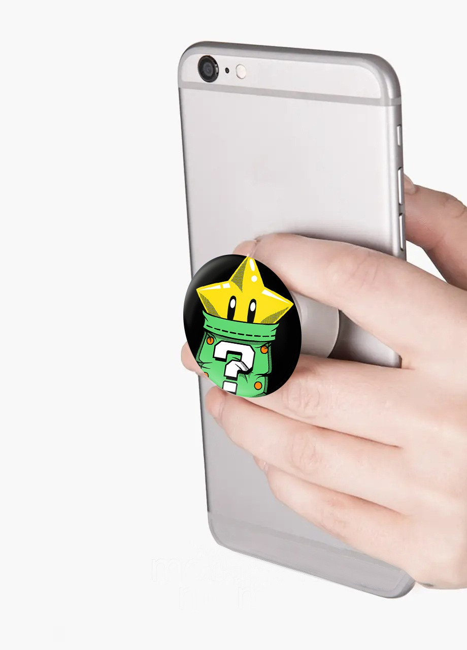 Попсокет (Popsockets) тримач для смартфону Зірочка, Маріо (8754-4020-WT) Білий MobiPrint (259113580)