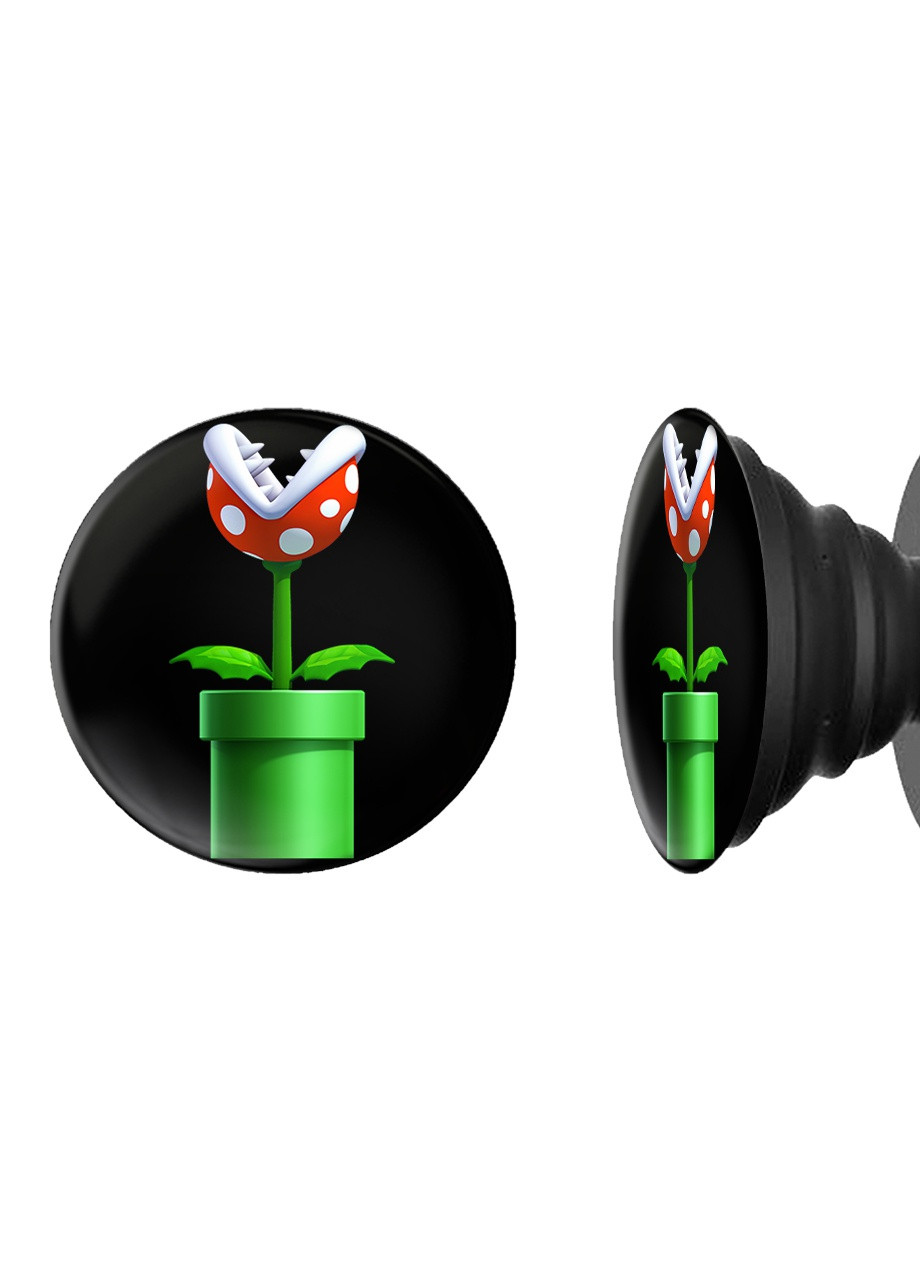 Попсокет (Popsockets) держатель для смартфона Цветок-пиранья (8754-4024-BK) Черный MobiPrint (259113633)