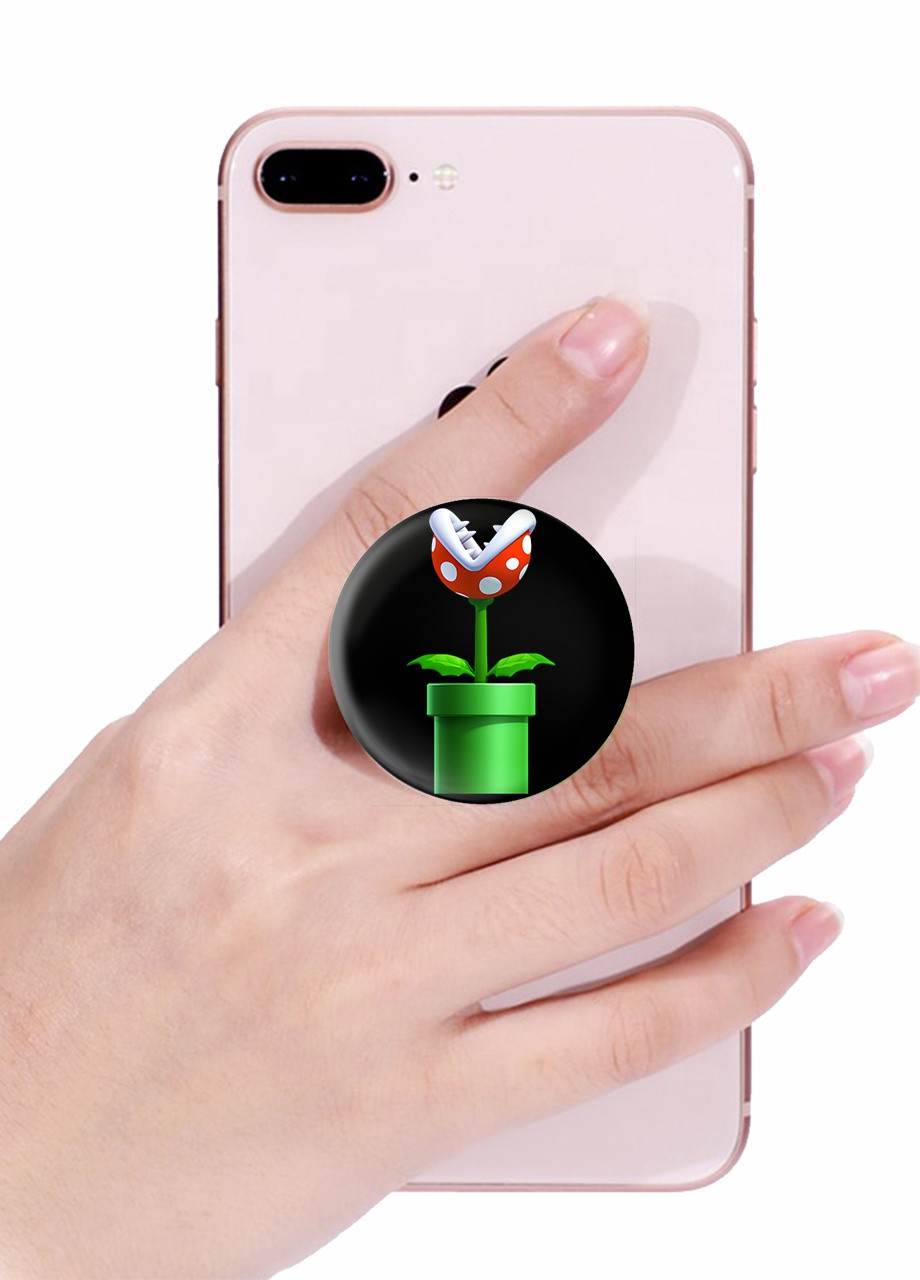 Попсокет (Popsockets) держатель для смартфона Цветок-пиранья (8754-4024-WT) Белый MobiPrint (259113643)
