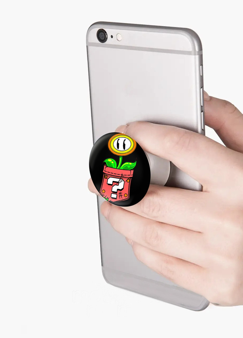 Попсокет (Popsockets) тримач для смартфону Квіточка, Маріо (8754-4021-WT) Білий MobiPrint (259113702)
