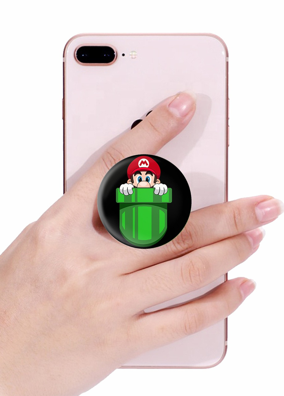 Попсокет (Popsockets) держатель для смартфона Марио в кармане (8754-4022-WT) Белый MobiPrint (259113599)