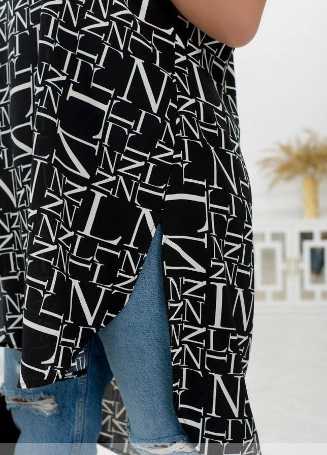 Черная кэжуал рубашка с геометрическим узором Sofia