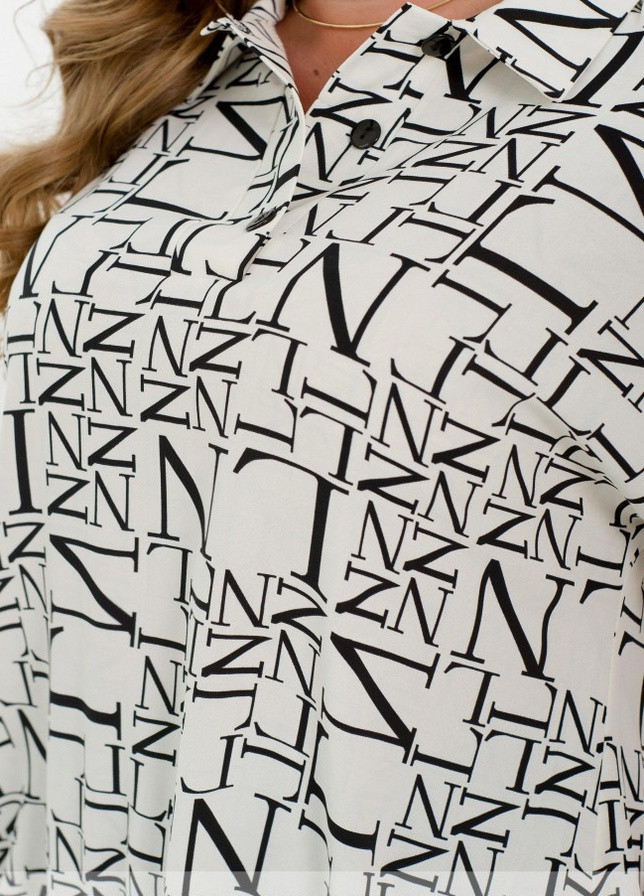 Молочная кэжуал рубашка с геометрическим узором Sofia
