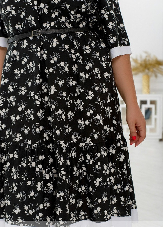 Черное кэжуал платье женское Sofia с цветочным принтом