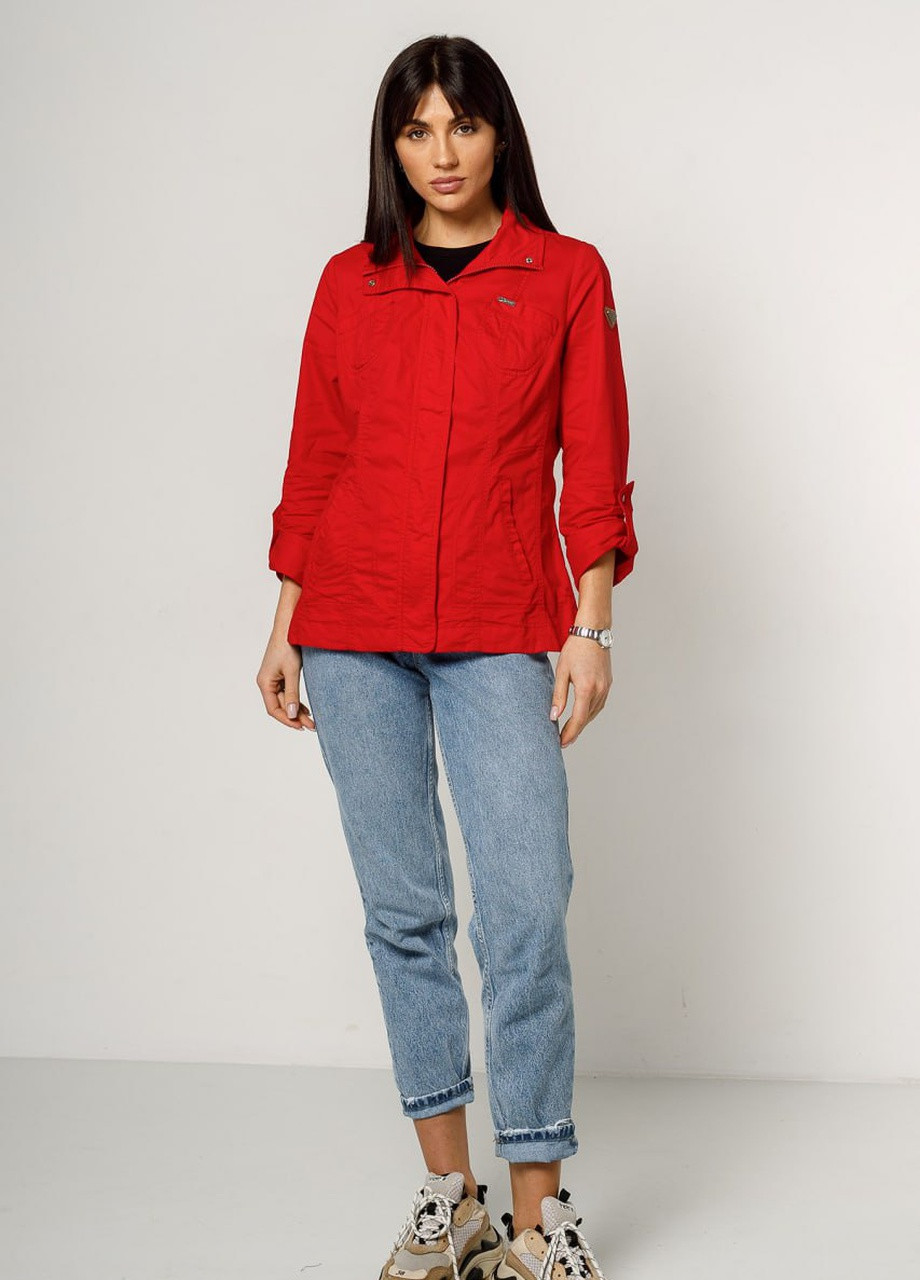 Красная демисезонная куртка-рубашка сафари из хлопка l красный YLANNI