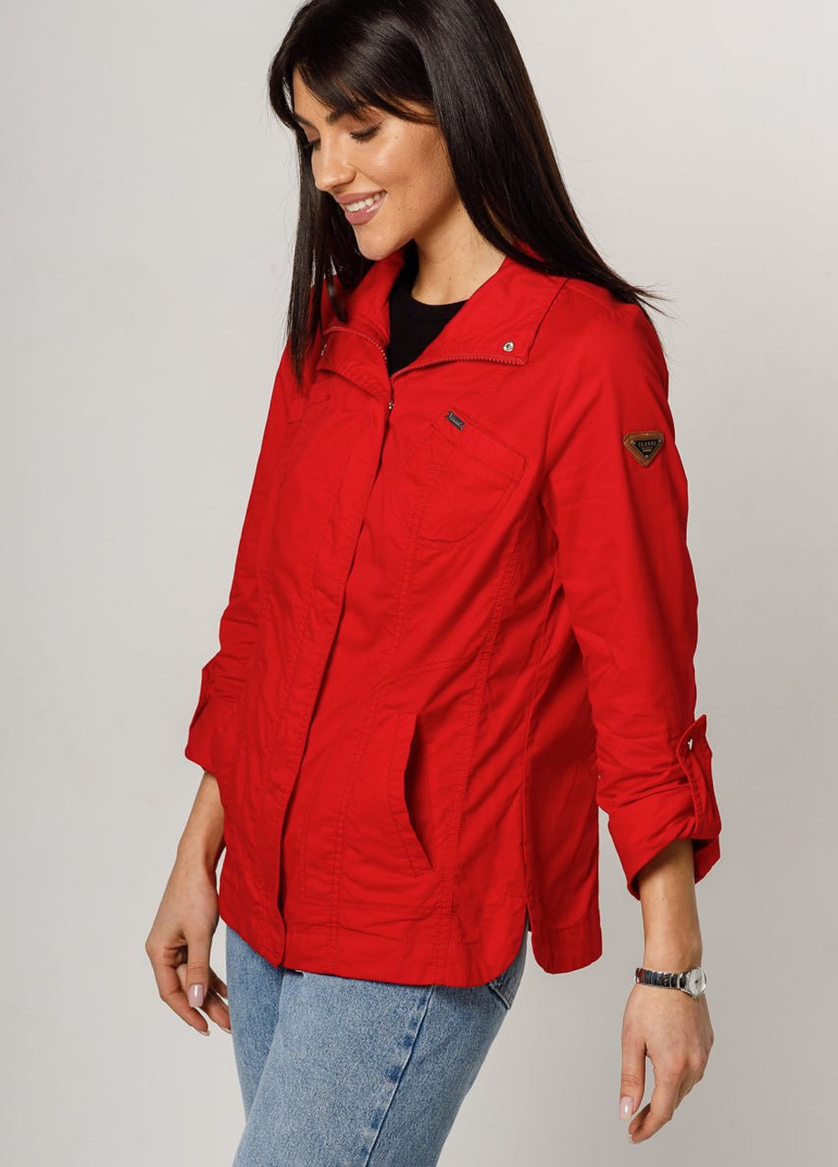 Красная демисезонная куртка-рубашка сафари из хлопка l красный YLANNI