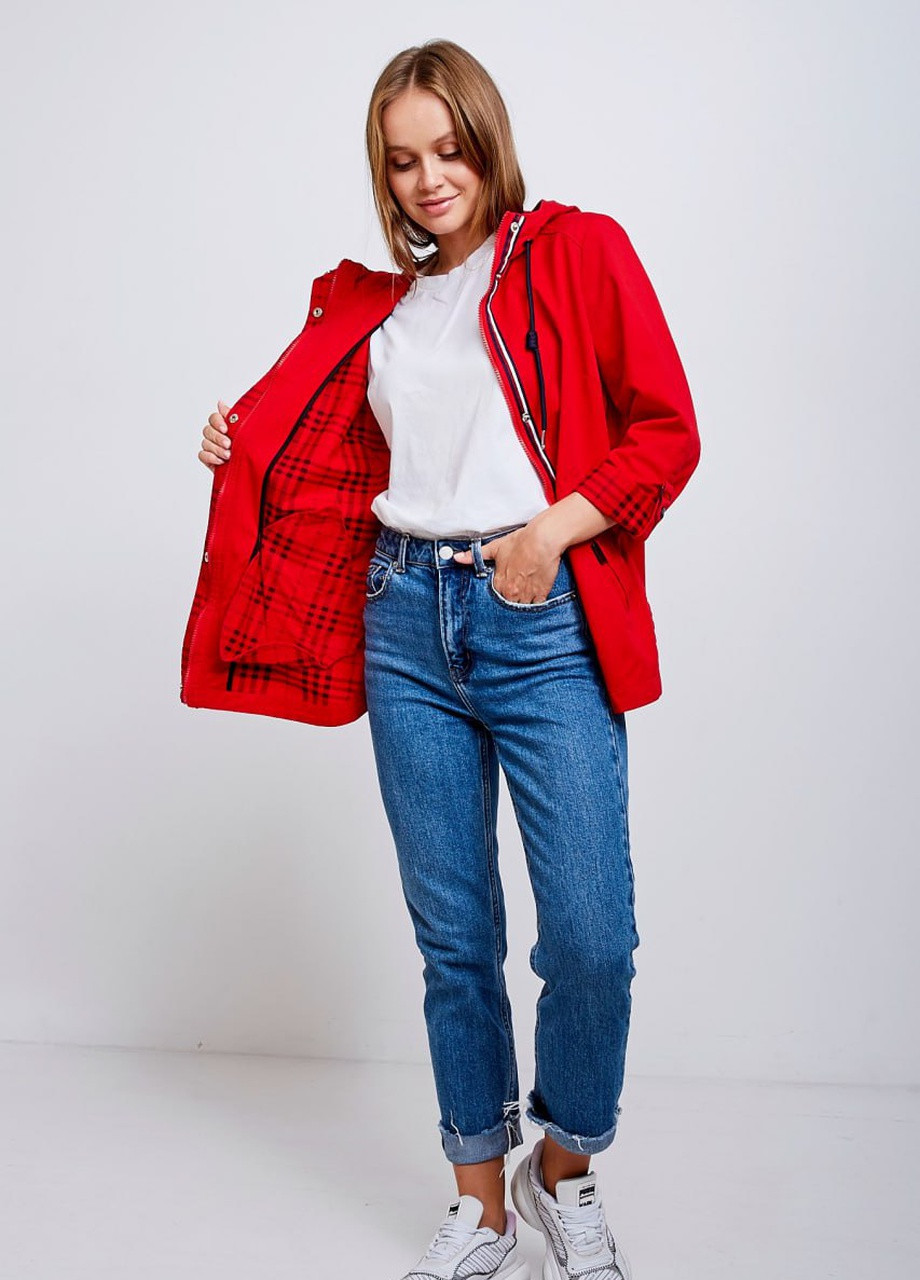 Червона демісезонна жіноча бавовняна літня куртка xl-6xl червоний YLANNI