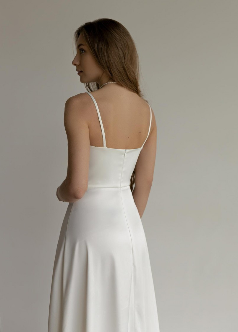 Белое вечернее платье а-силуэт, с юбкой-солнце Vintage однотонное