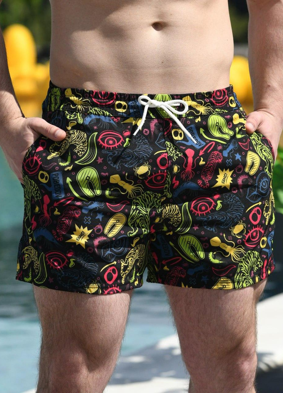 Плавки чоловічі з сіткою-підкладкою пляжні шорти для плавання жовті Коти-котики S M L XL 2XL 3XL (46 48 50 52 54 56) No Brand (259142158)
