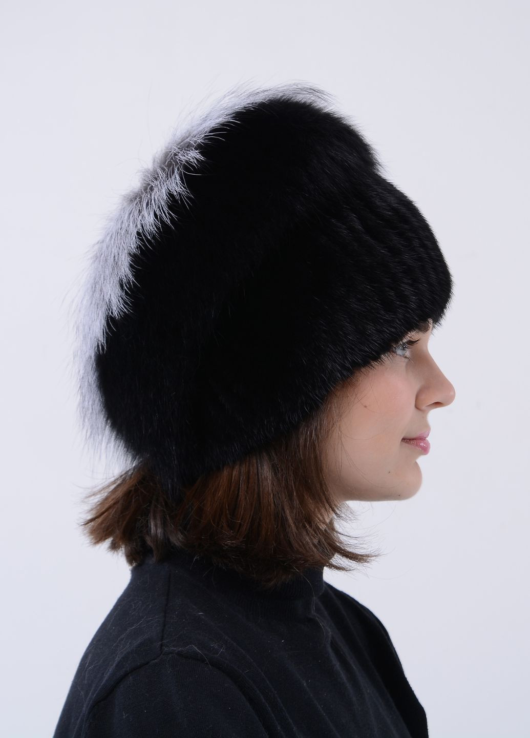 Женская вязаная норковая шапка с помпоном Меховой Стиль улитка (259158744)
